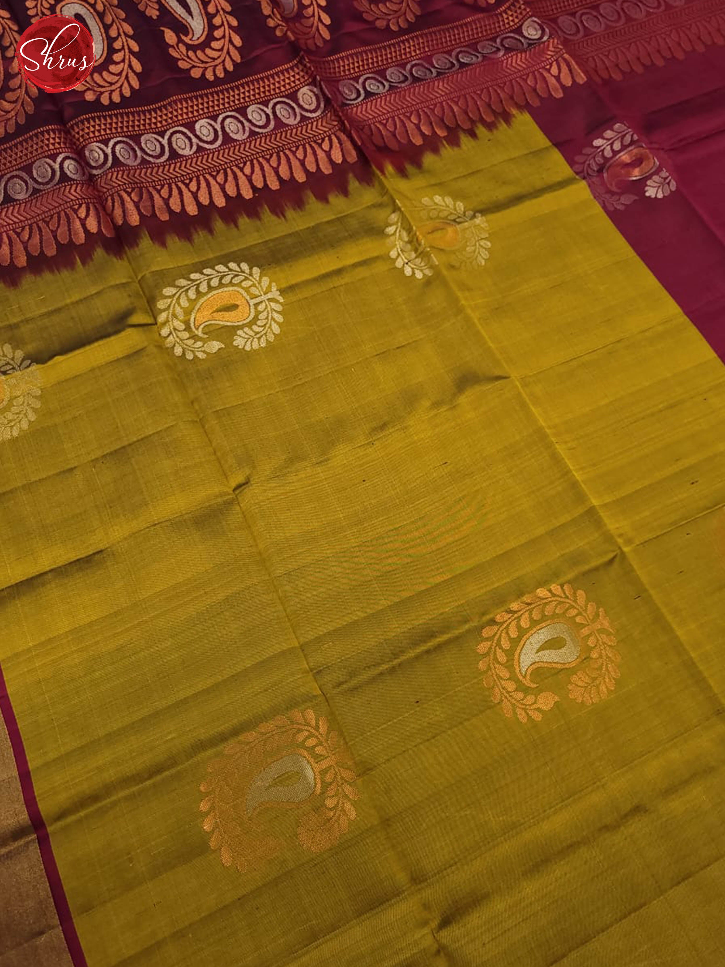 Green & Wine - Soft silk Saree - Shop on ShrusEternity.com