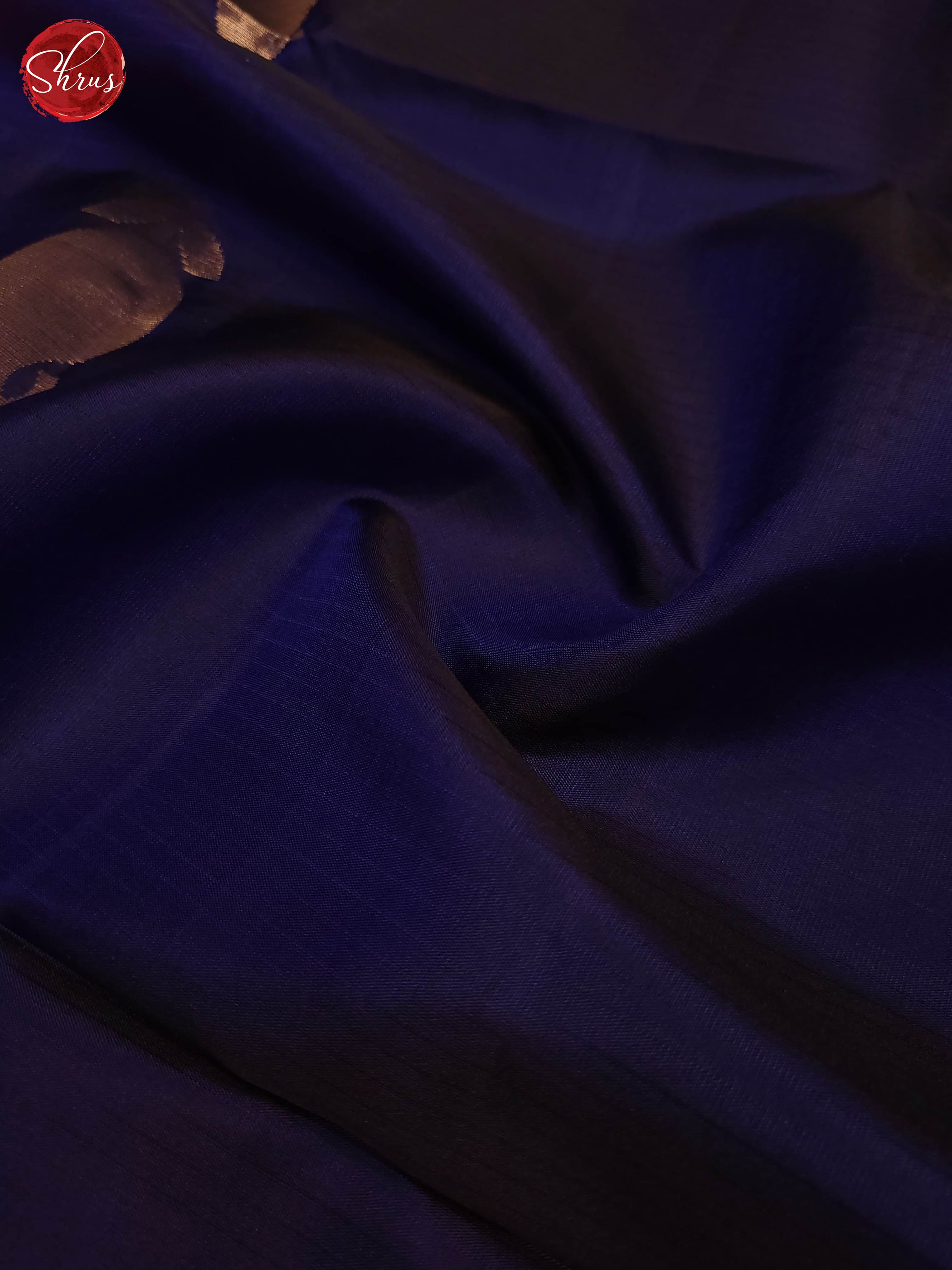 Navy Blue and Orange- Soft Silk Saree - Shop on ShrusEternity.com