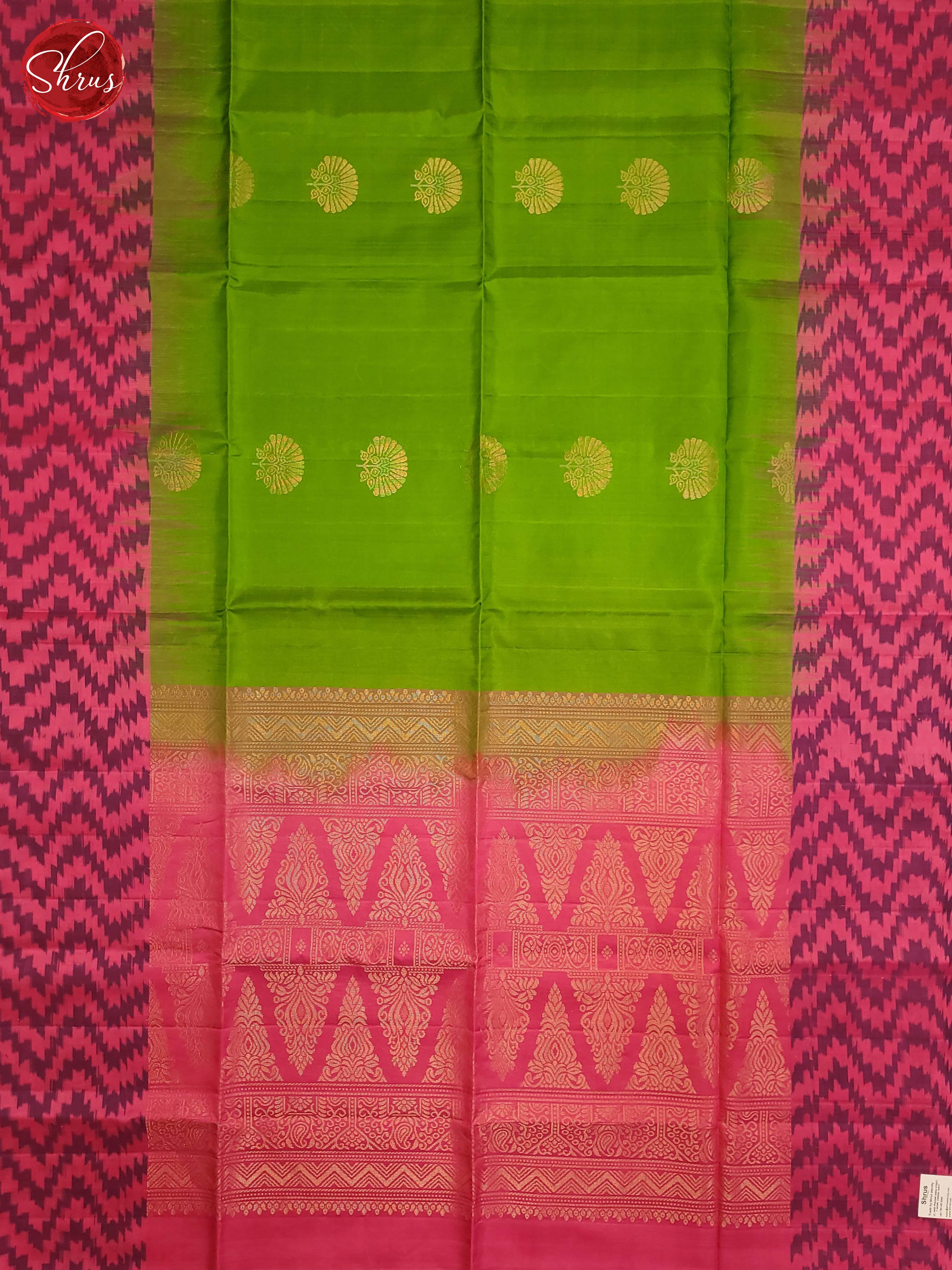 Green and pink-Soft Silk Saree - Shop on ShrusEternity.com