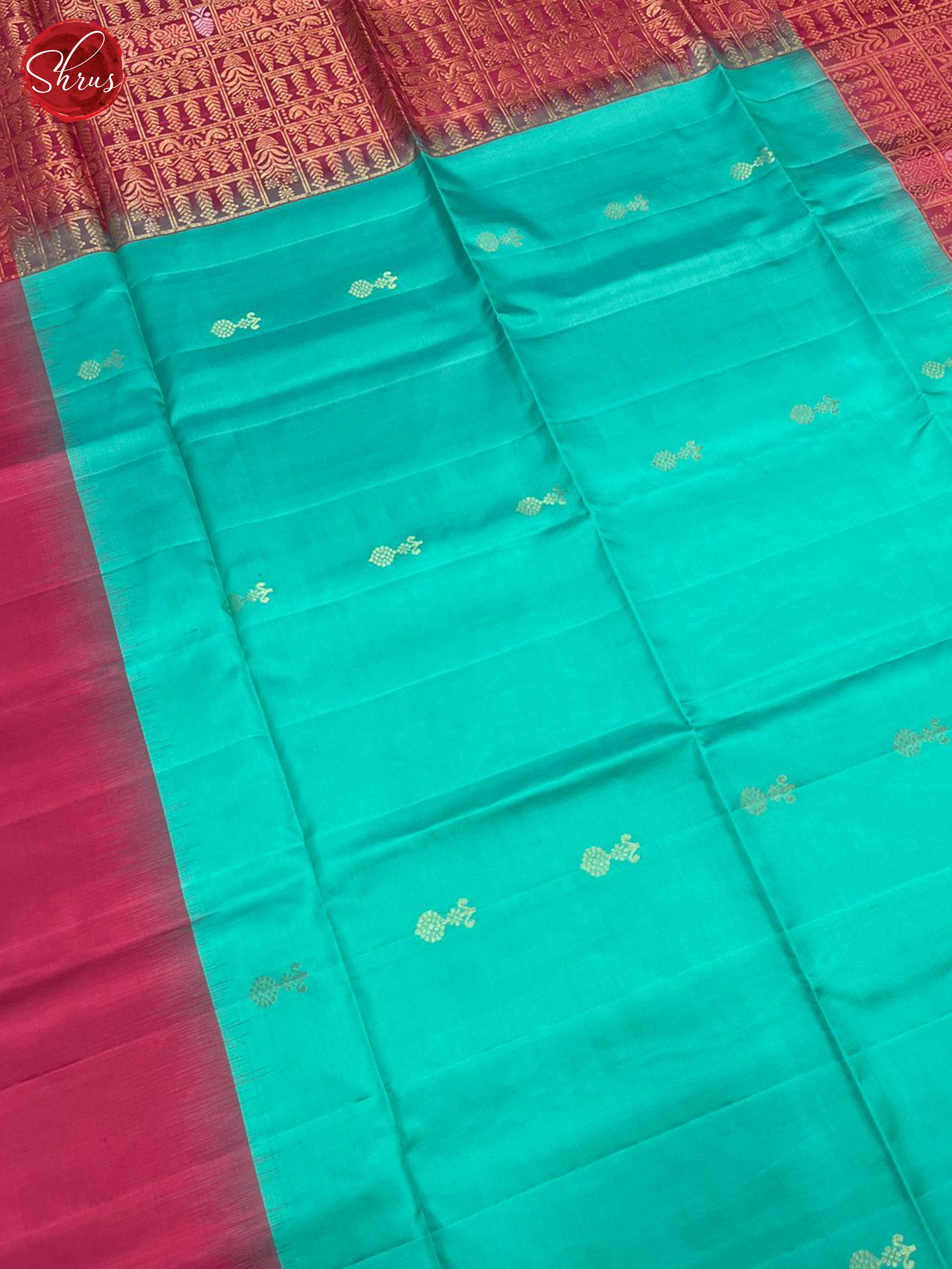 Teal Blue & Pink - Soft Silk Saree - Shop on ShrusEternity.com