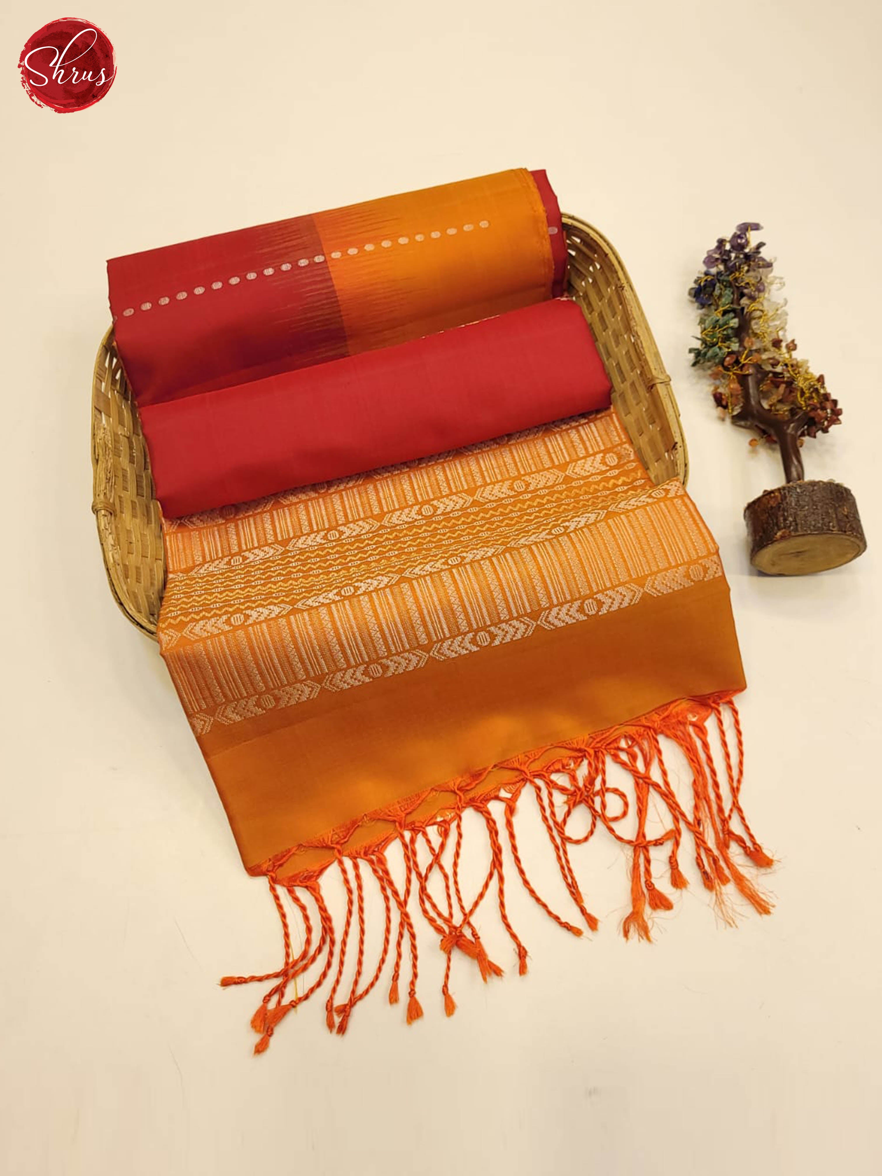 Red and mustard- Soft Silk Saree - Shop on ShrusEternity.com