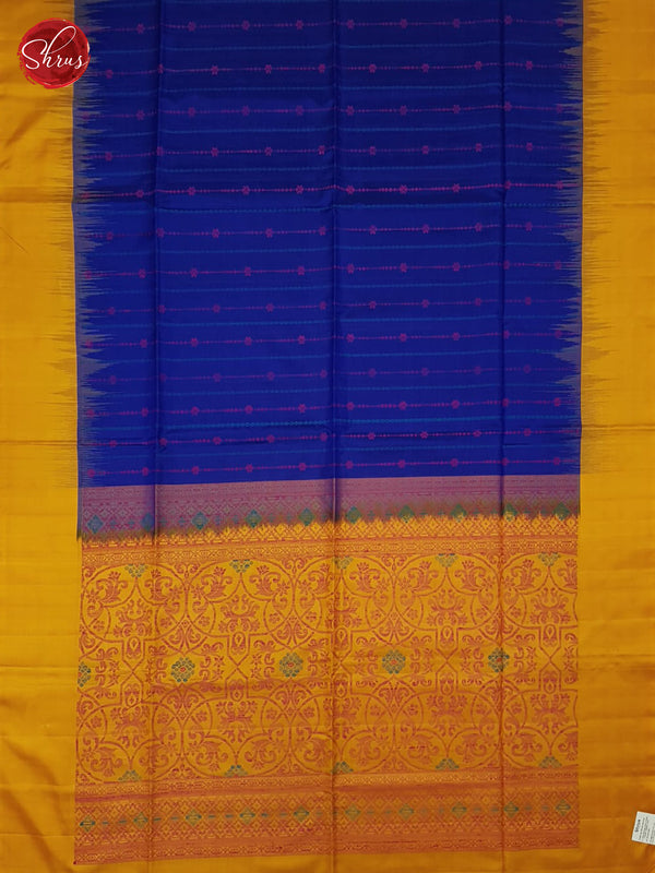 Blue And Yellow-Soft silk saree - Shop on ShrusEternity.com