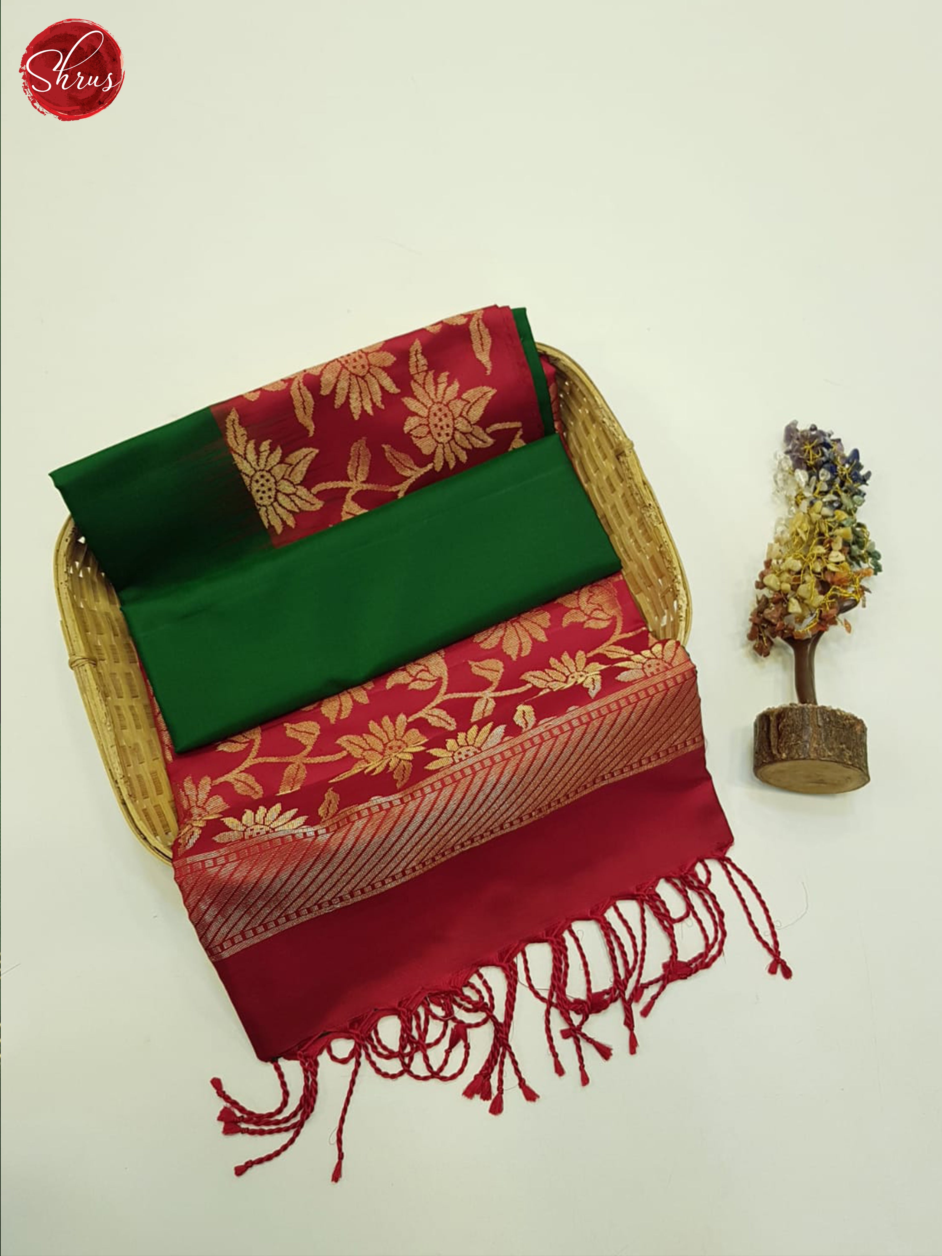 Green And Red-Soft silk Saree - Shop on ShrusEternity.com