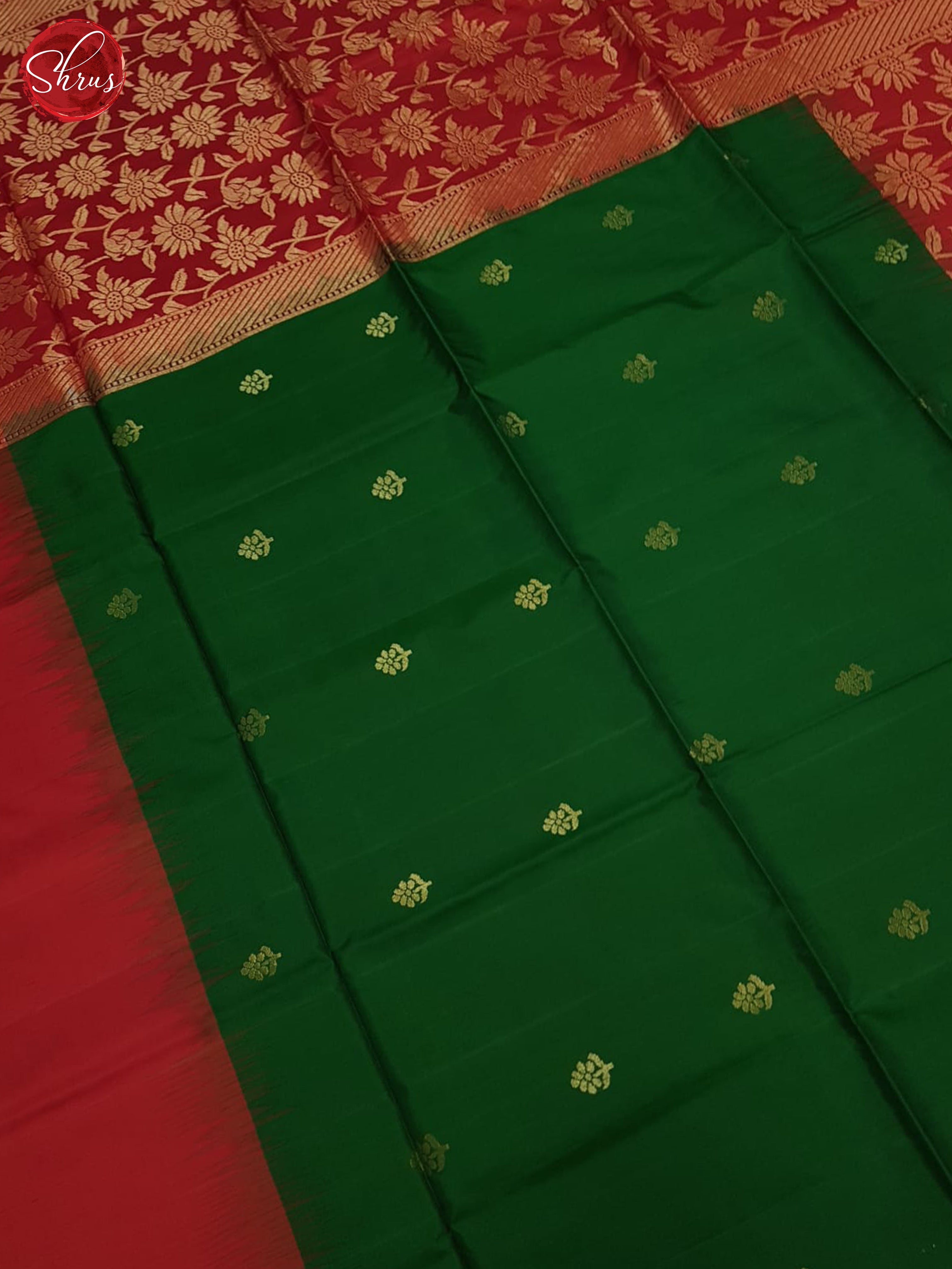 Green And Red-Soft silk Saree - Shop on ShrusEternity.com