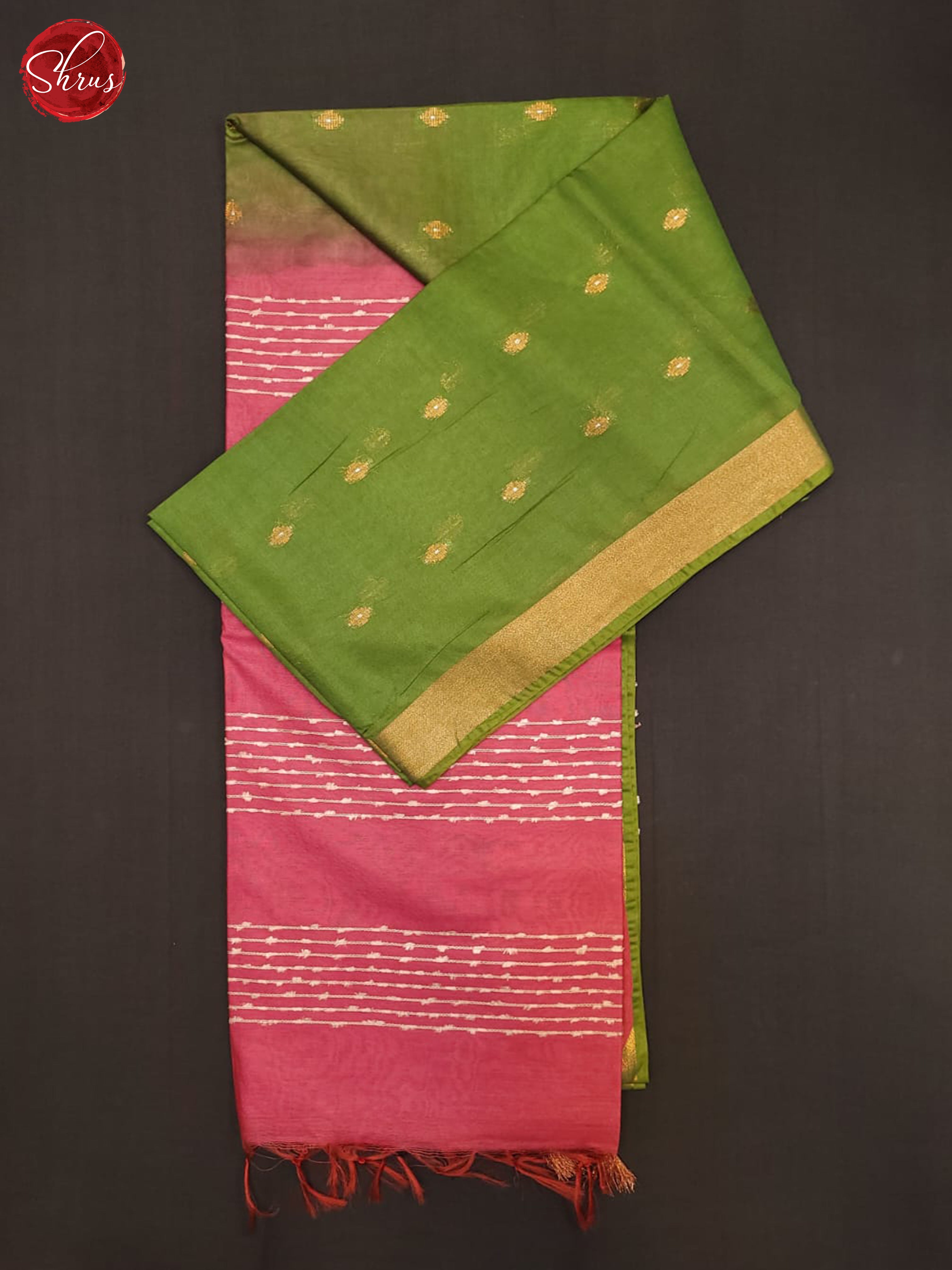 Green and pink- Semi Tussar Saree - Shop on ShrusEternity.com