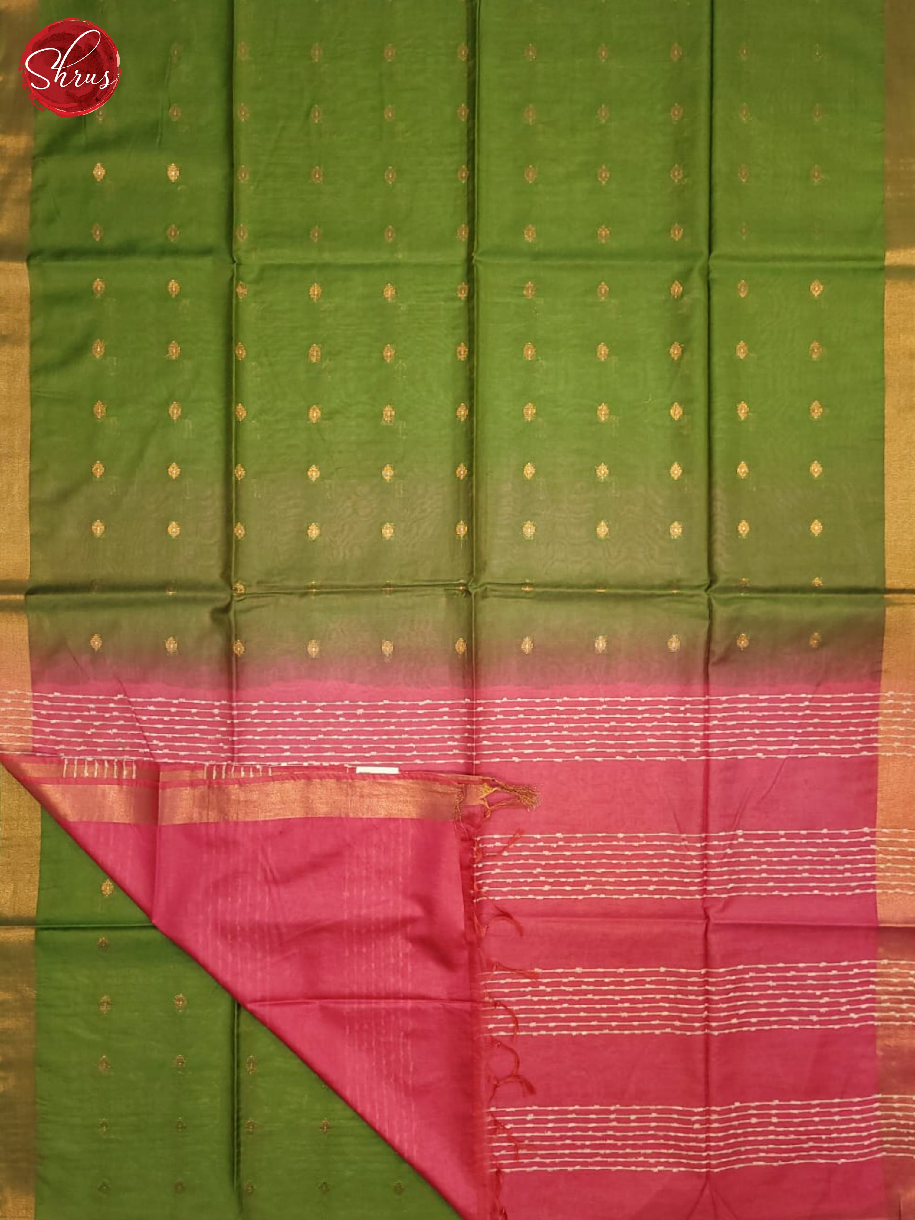 Green and pink- Semi Tussar Saree - Shop on ShrusEternity.com