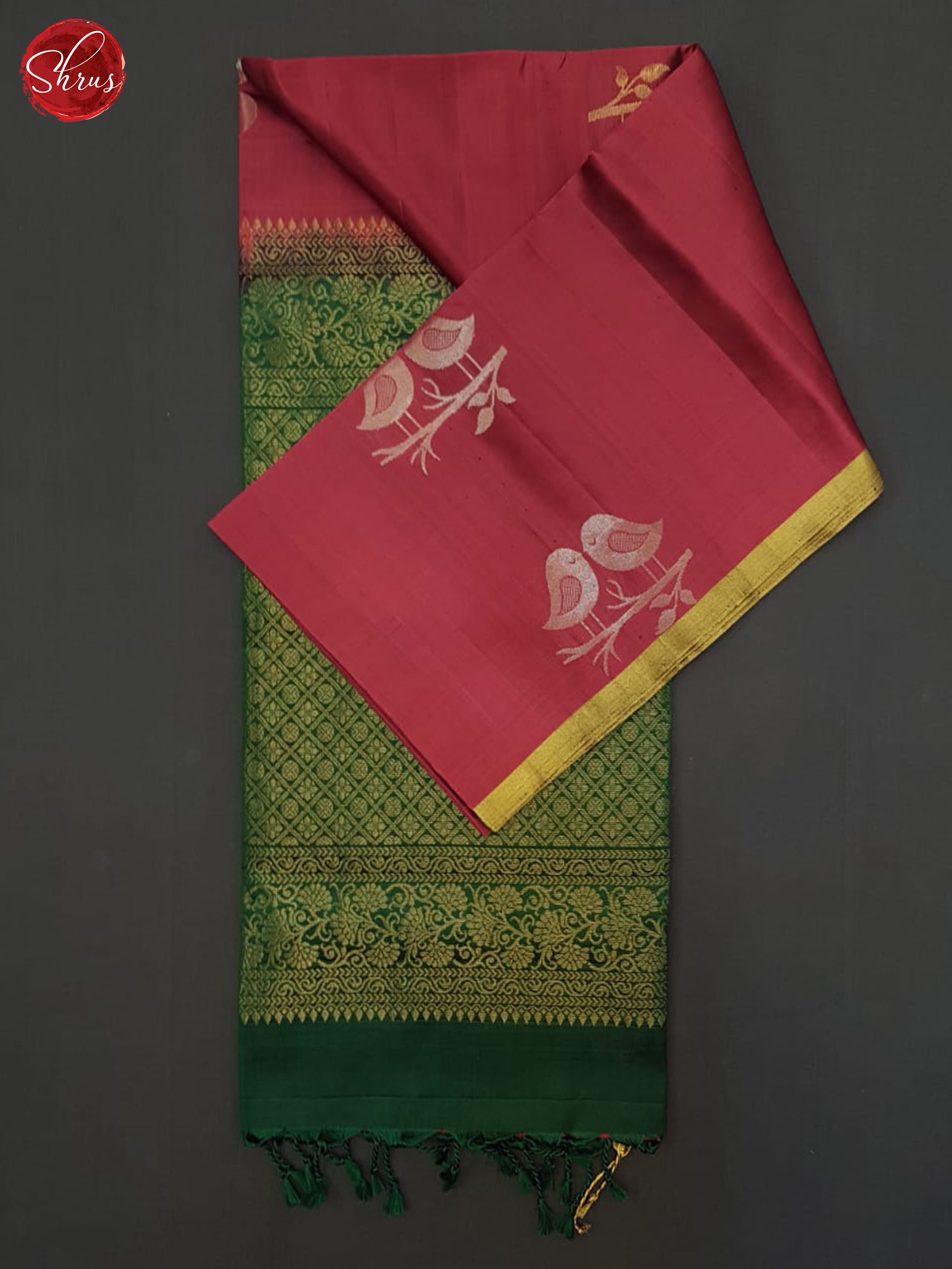 Wine & Green - Soft Silk Halfpure Saree - Shop on ShrusEternity.com