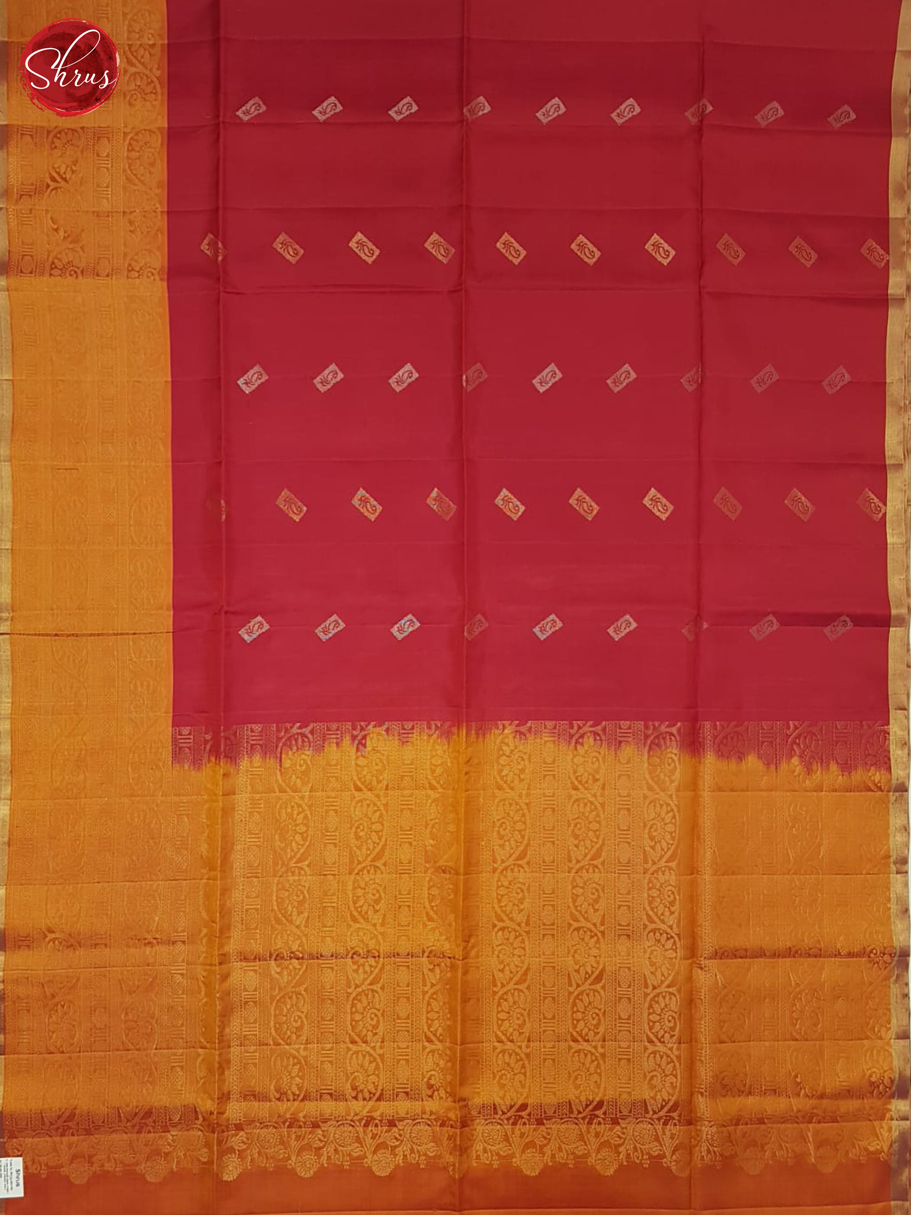 Red & Orange- Soft Silk Halfpure Saree - Shop on ShrusEternity.com