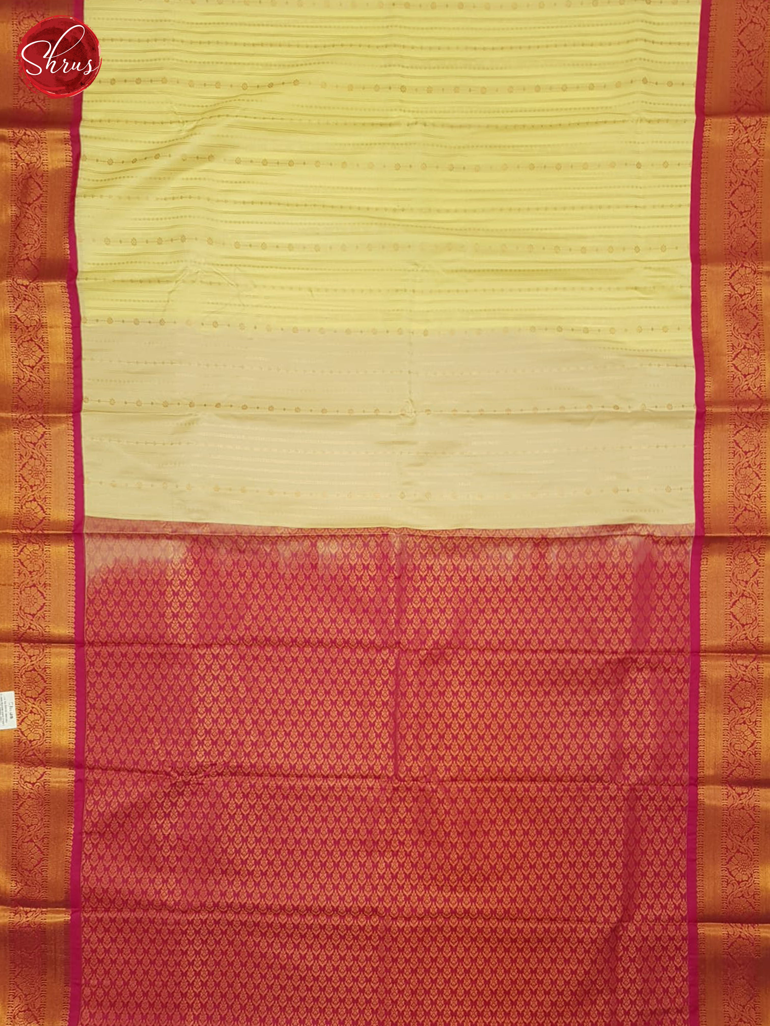 Beige & Pink - Semi Kanchipuram Saree - Shop on ShrusEternity.com