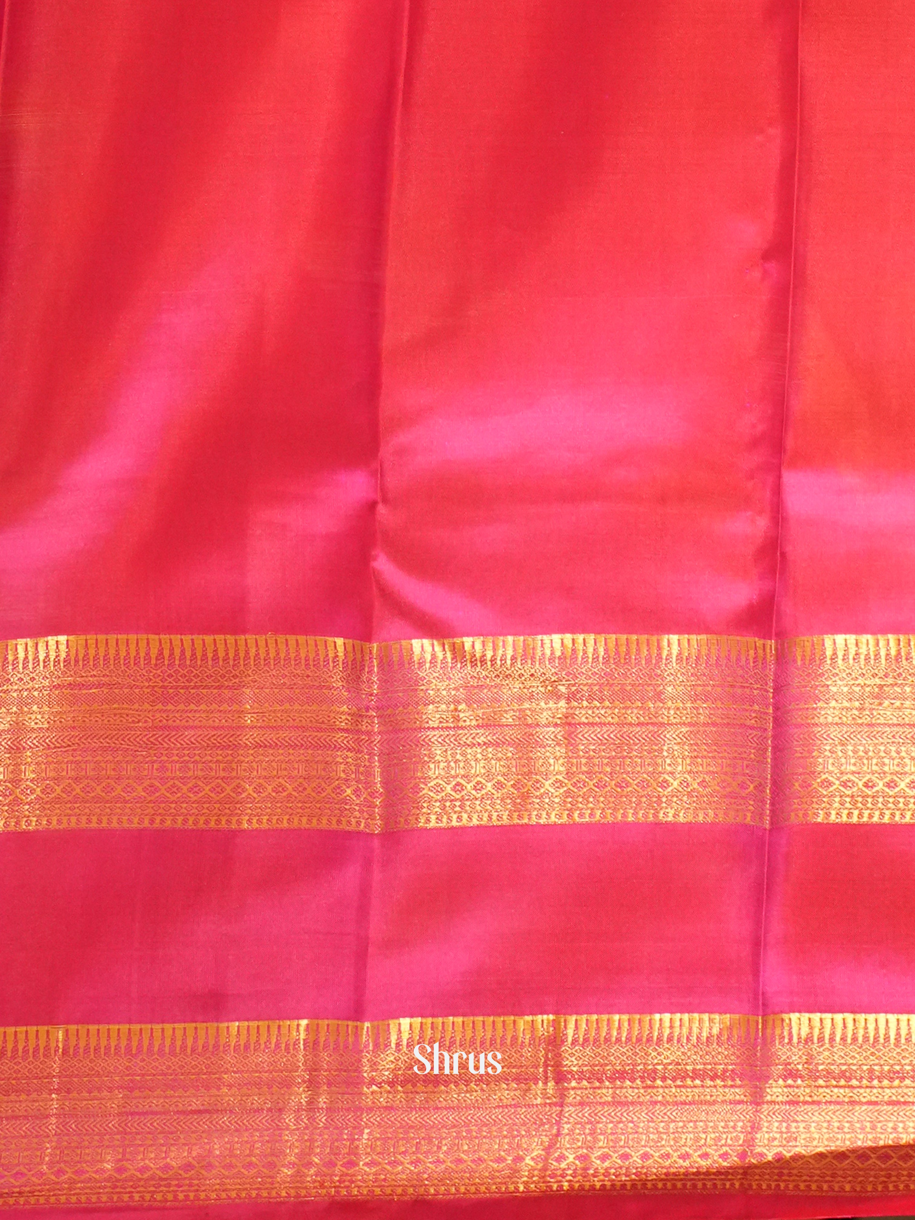 Mehandi Green & Pink  - Korvai Kanchipuram Silk Saree