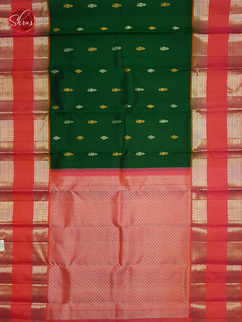Green & Orangish Pink - Kanchipuram Silk Saree - Shop on ShrusEternity.com