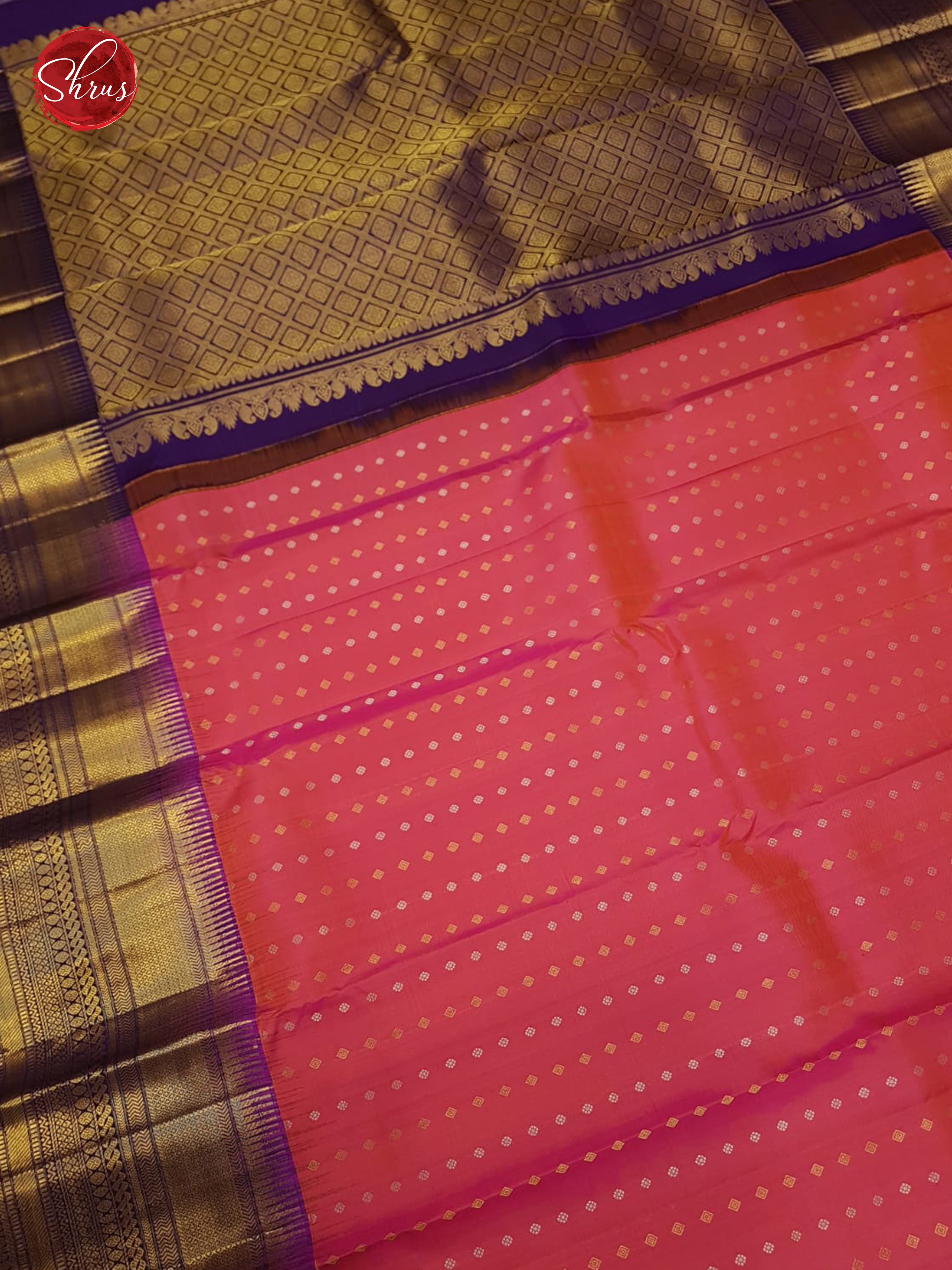 Pink & Purple - Kanchipuram Silk Saree - Shop on ShrusEternity.com