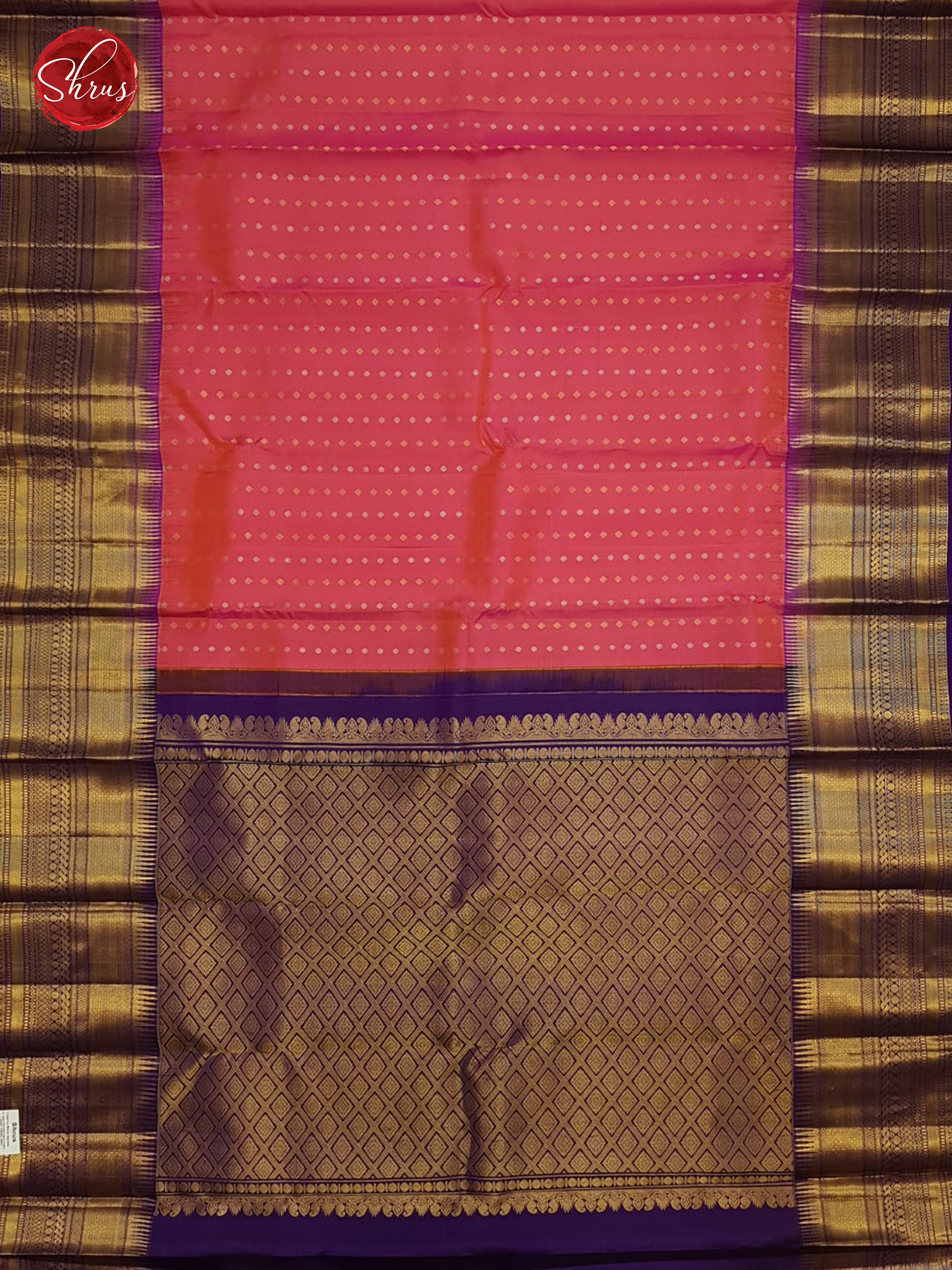 Pink & Purple - Kanchipuram Silk Saree - Shop on ShrusEternity.com