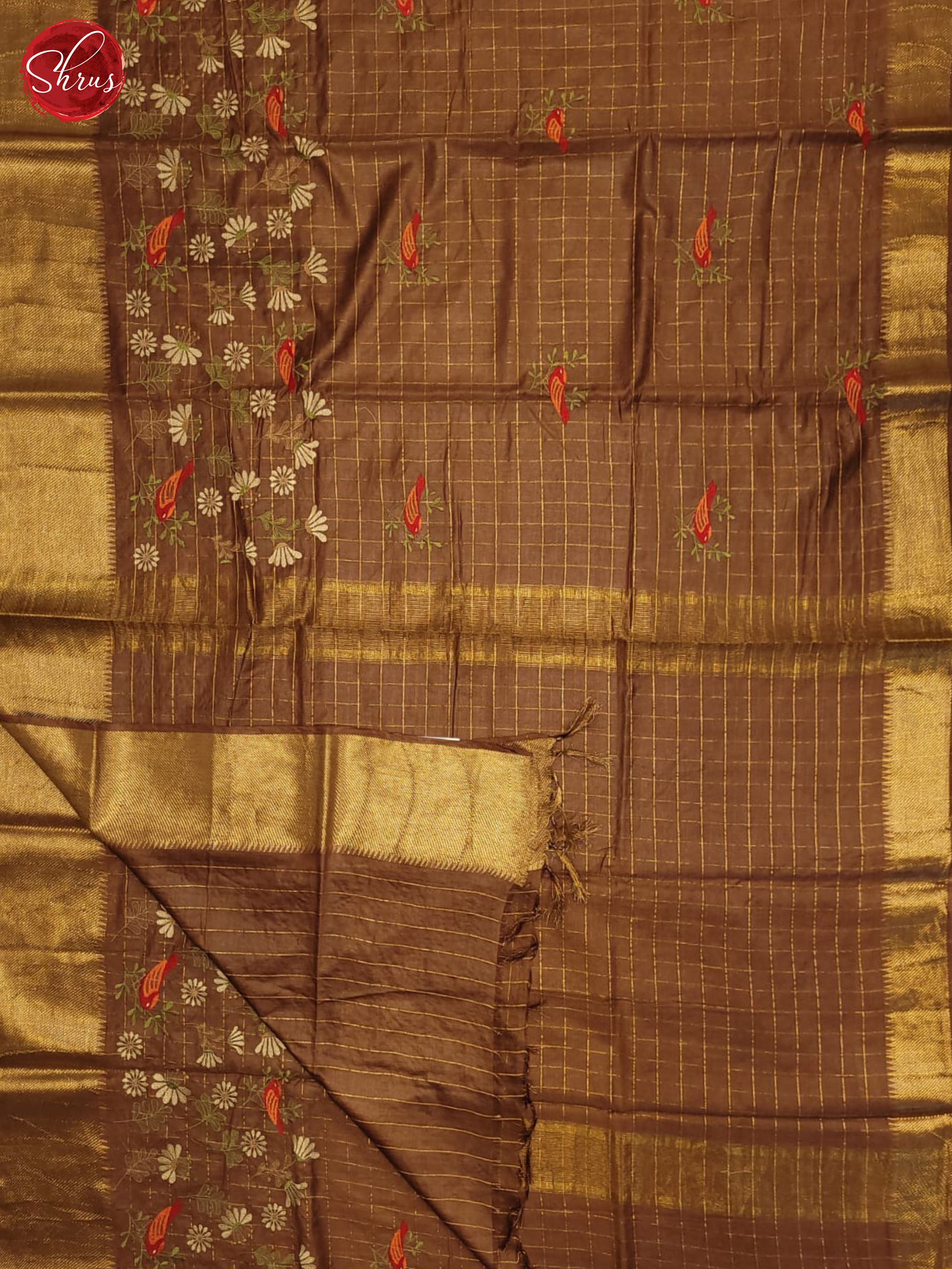 Brown(Single Tone) - Semi tussar Saree - Shop on ShrusEternity.com