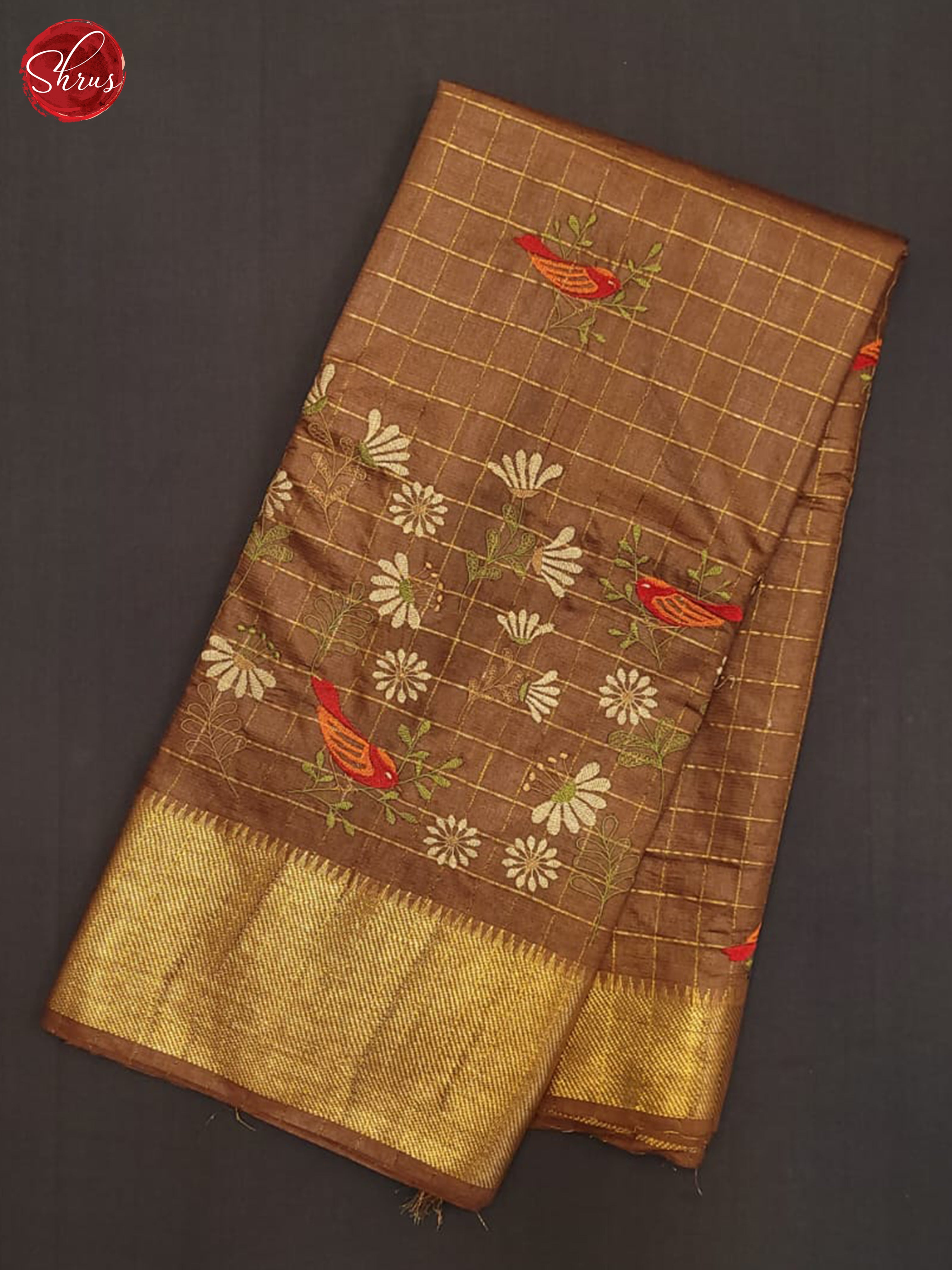 Brown(Single Tone) - Semi tussar Saree - Shop on ShrusEternity.com