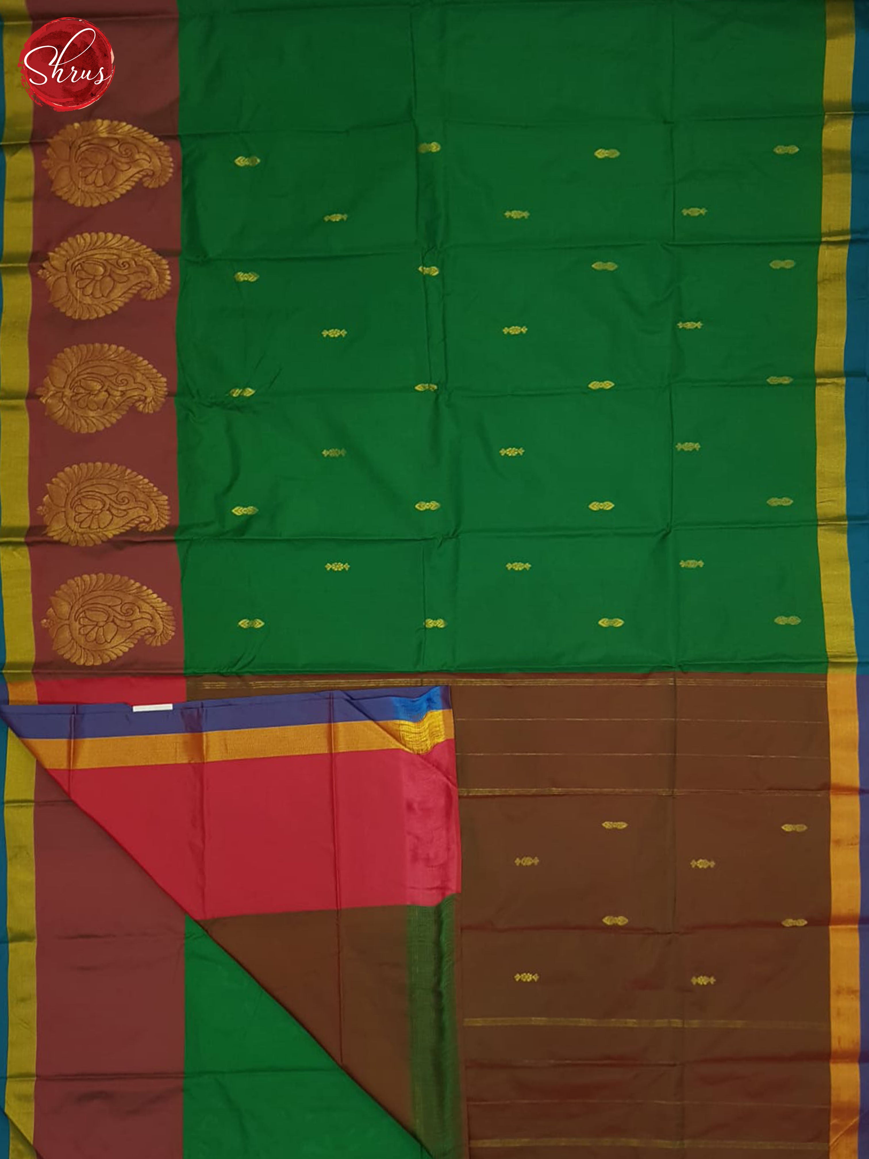 Green & Brown-Semi soft silk saree - Shop on ShrusEternity.com