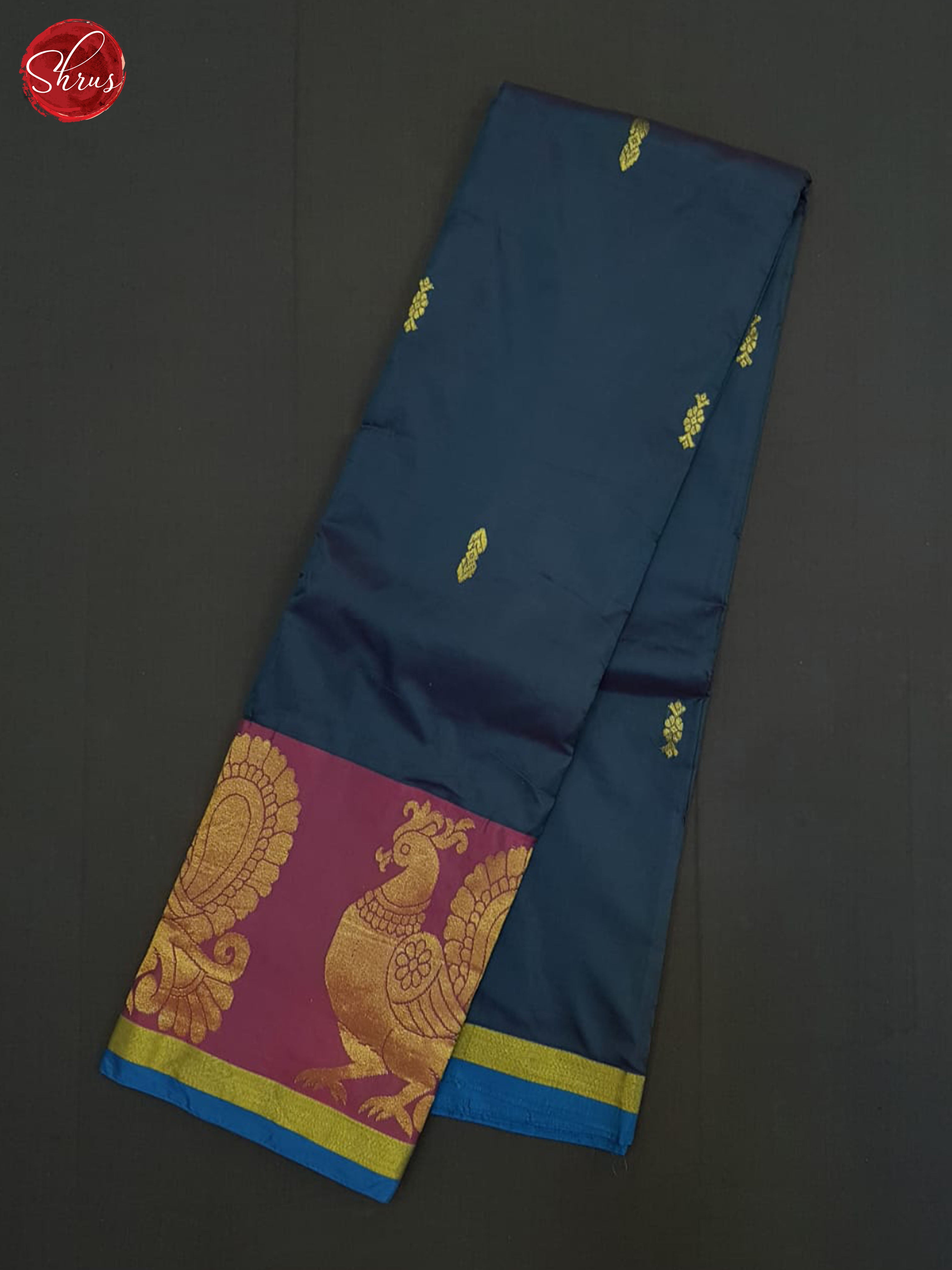 Blue And Dusty Wine-Semi soft silk saree - Shop on ShrusEternity.com