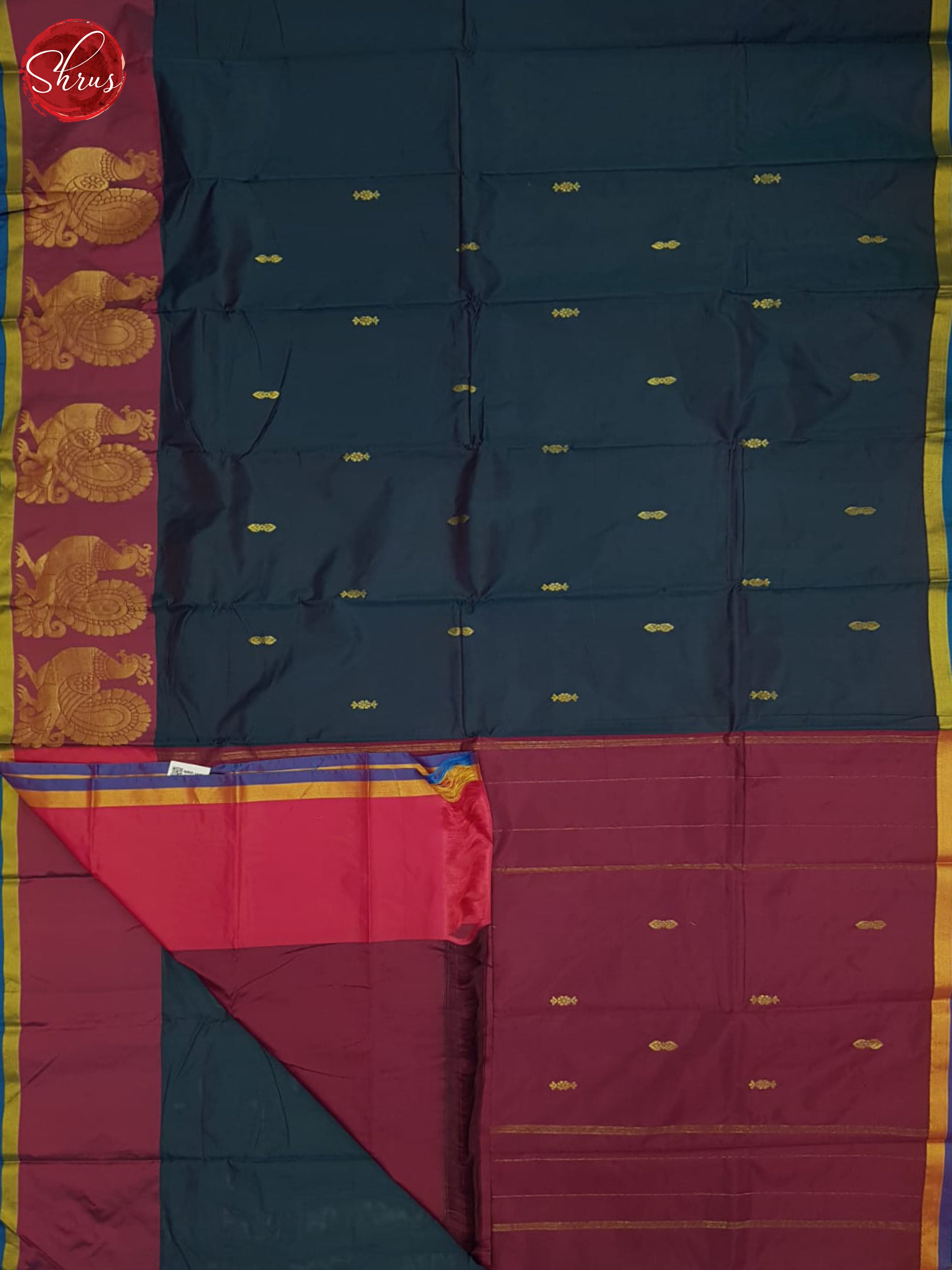 Blue And Dusty Wine-Semi soft silk saree - Shop on ShrusEternity.com