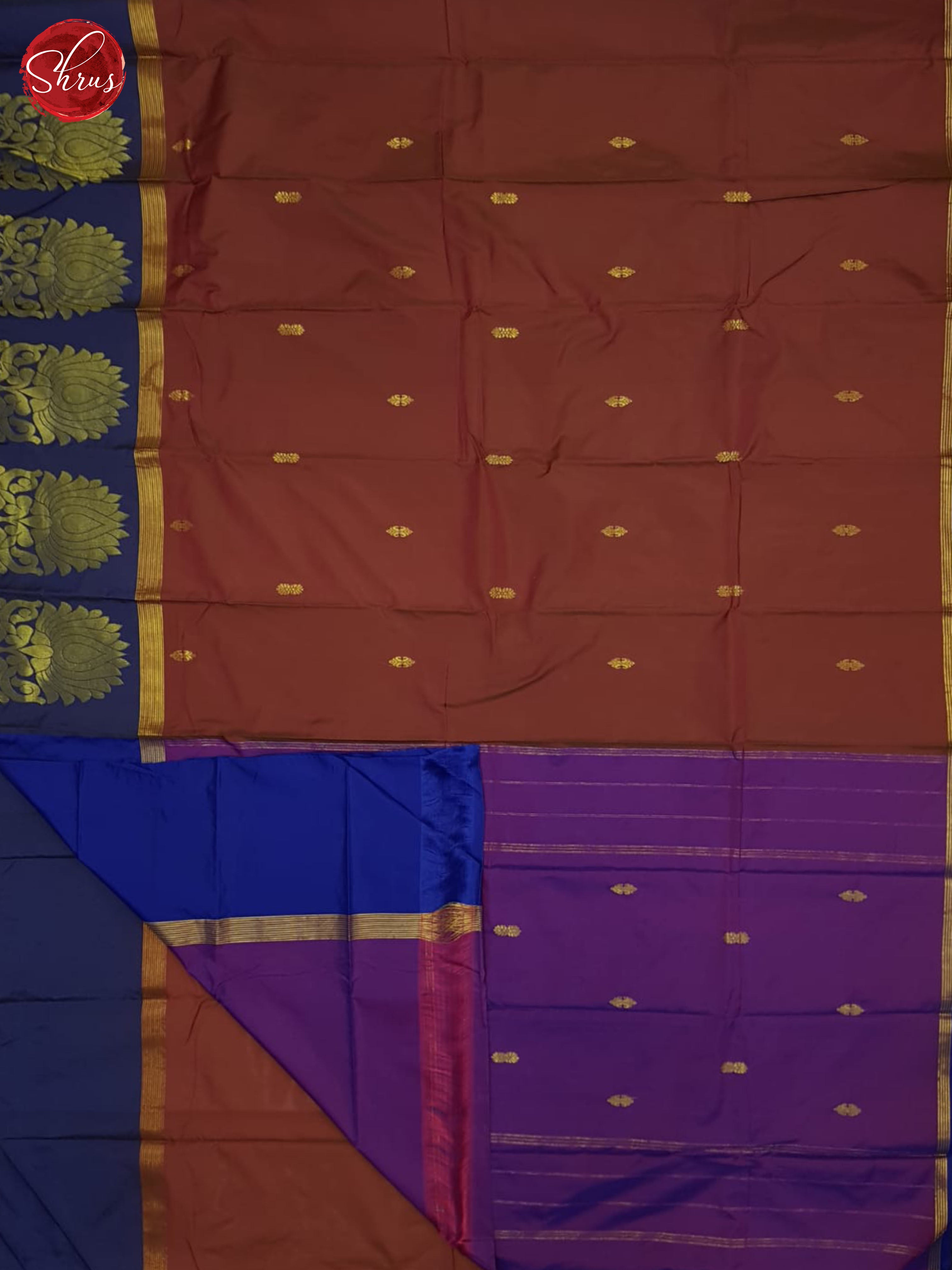 Brown And Blue-Semi soft silk saree - Shop on ShrusEternity.com