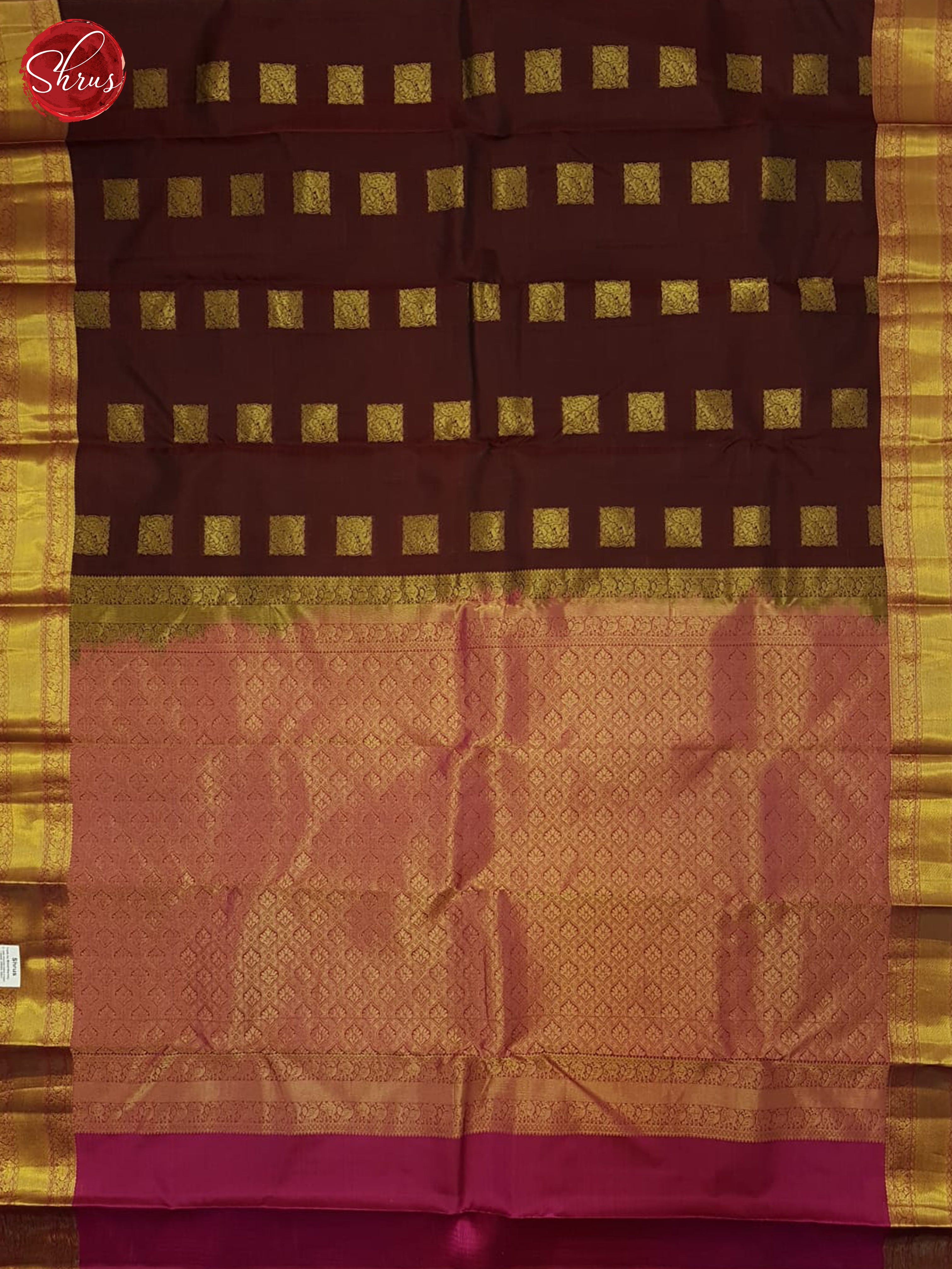 Brown & Pink - Kanchipuram Halfpure Saree - Shop on ShrusEternity.com