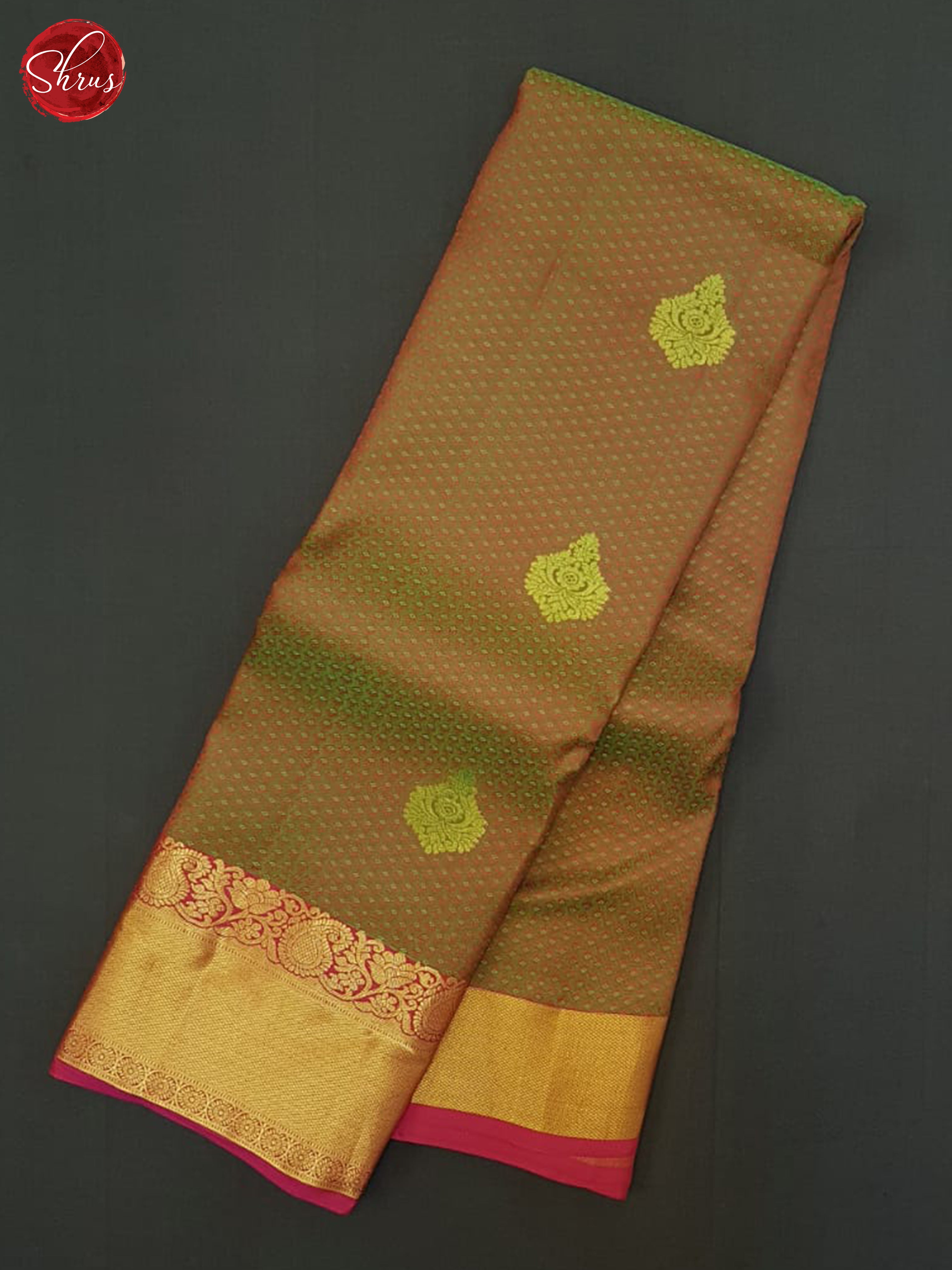 Double Shaded Greenish Brown & Pink - Kanchipuram Halfpure Saree - Shop on ShrusEternity.com