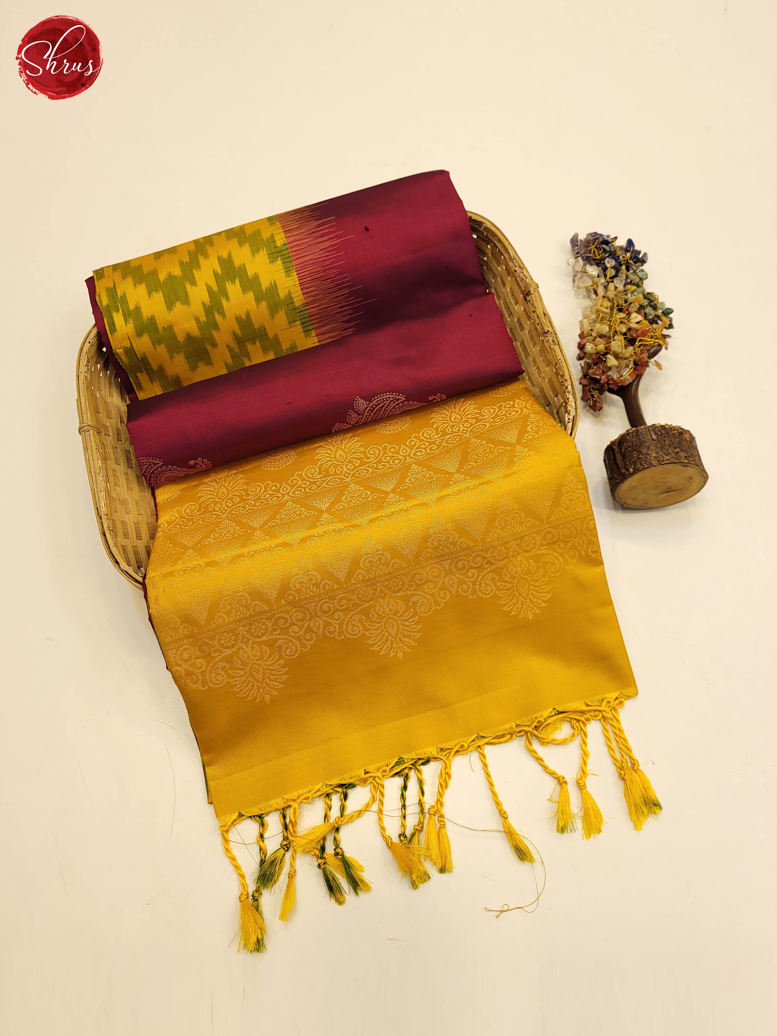 Majenta pink and yellow-Soft Silk Saree - Shop on ShrusEternity.com