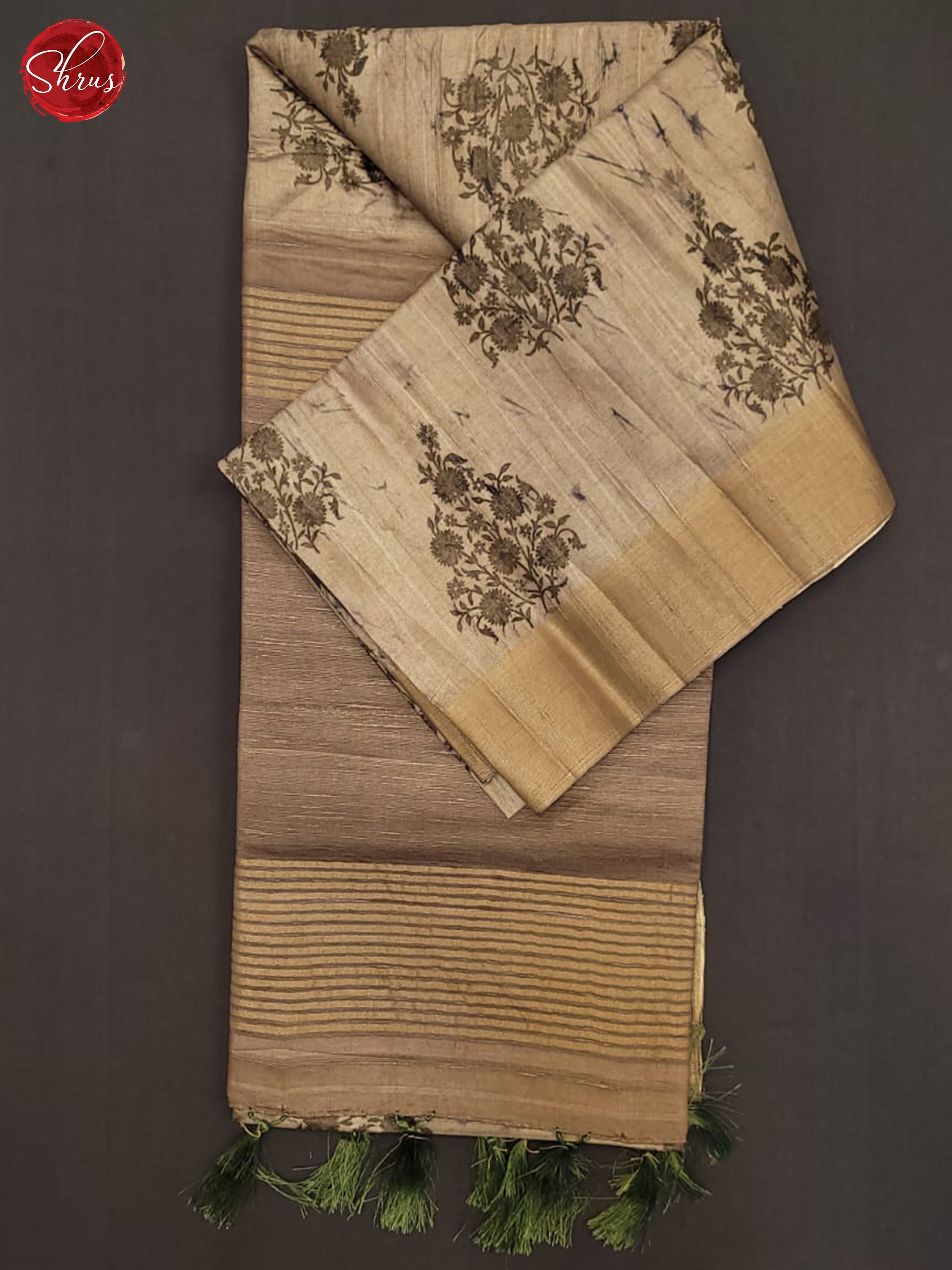 Grey & Brown - Semi Tussar Saree - Shop on ShrusEternity.com