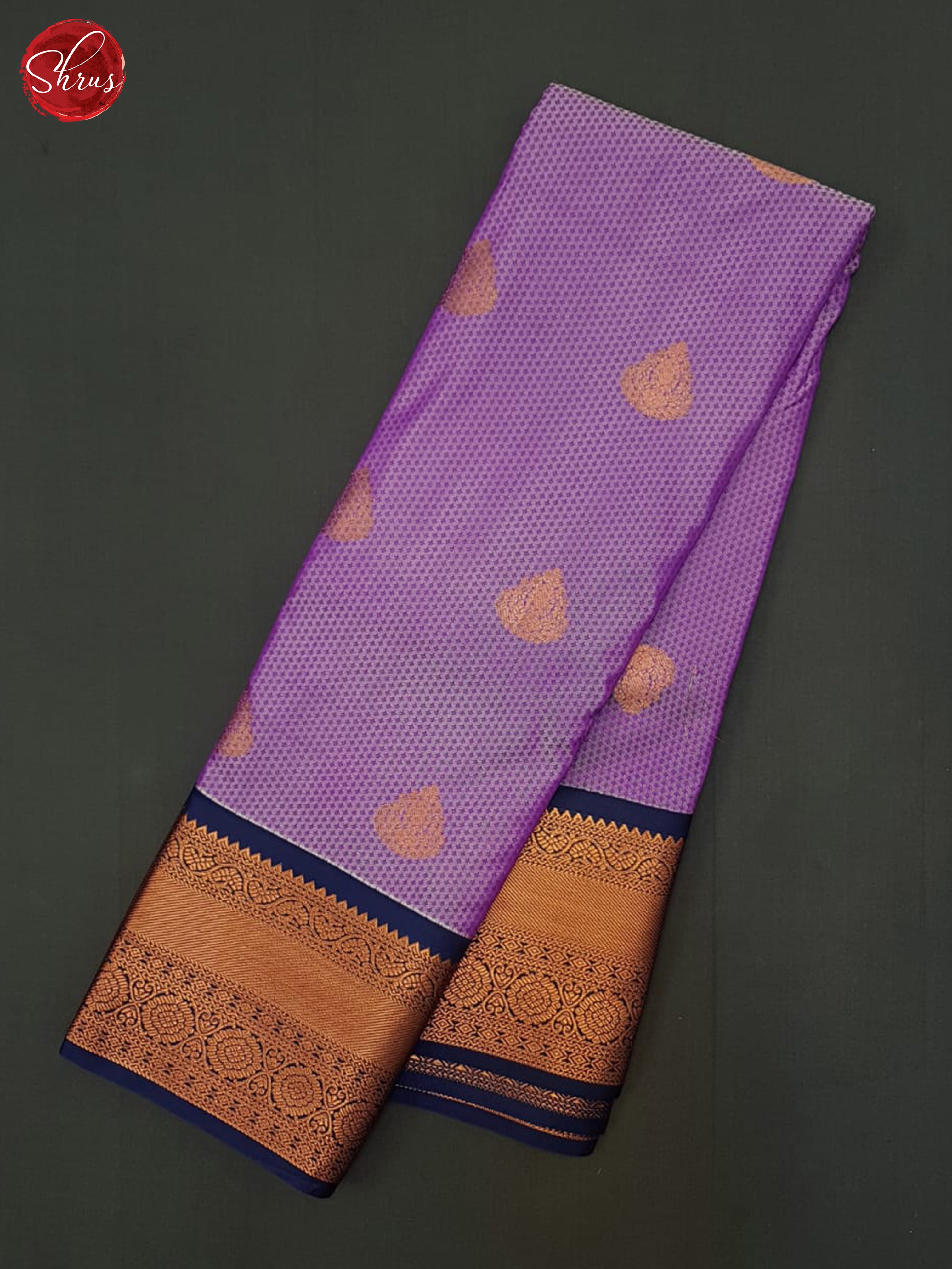 Lavender & Blue- Semi Kanchipuram Saree - Shop on ShrusEternity.com