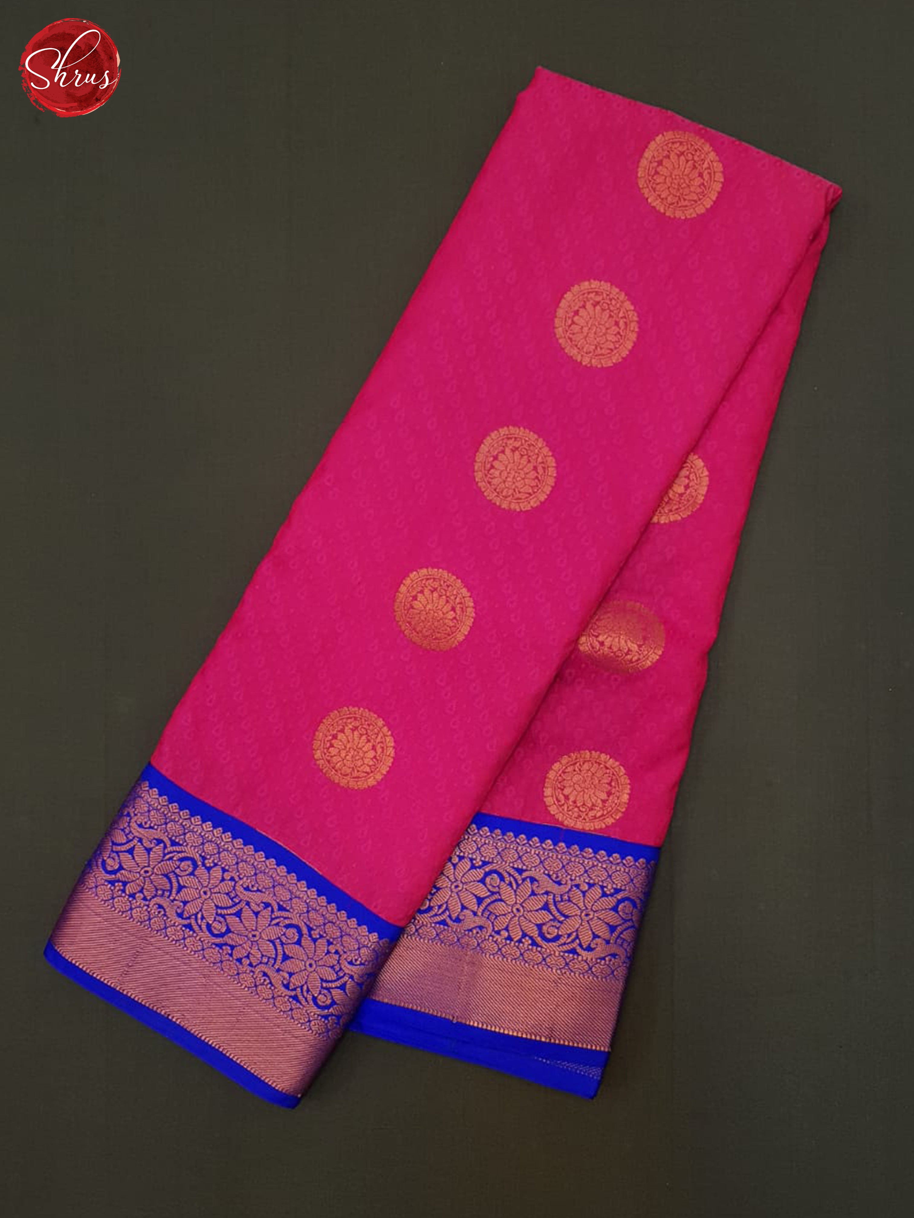 Pink & Blue - Semi Kanchipuram Saree - Shop on ShrusEternity.com