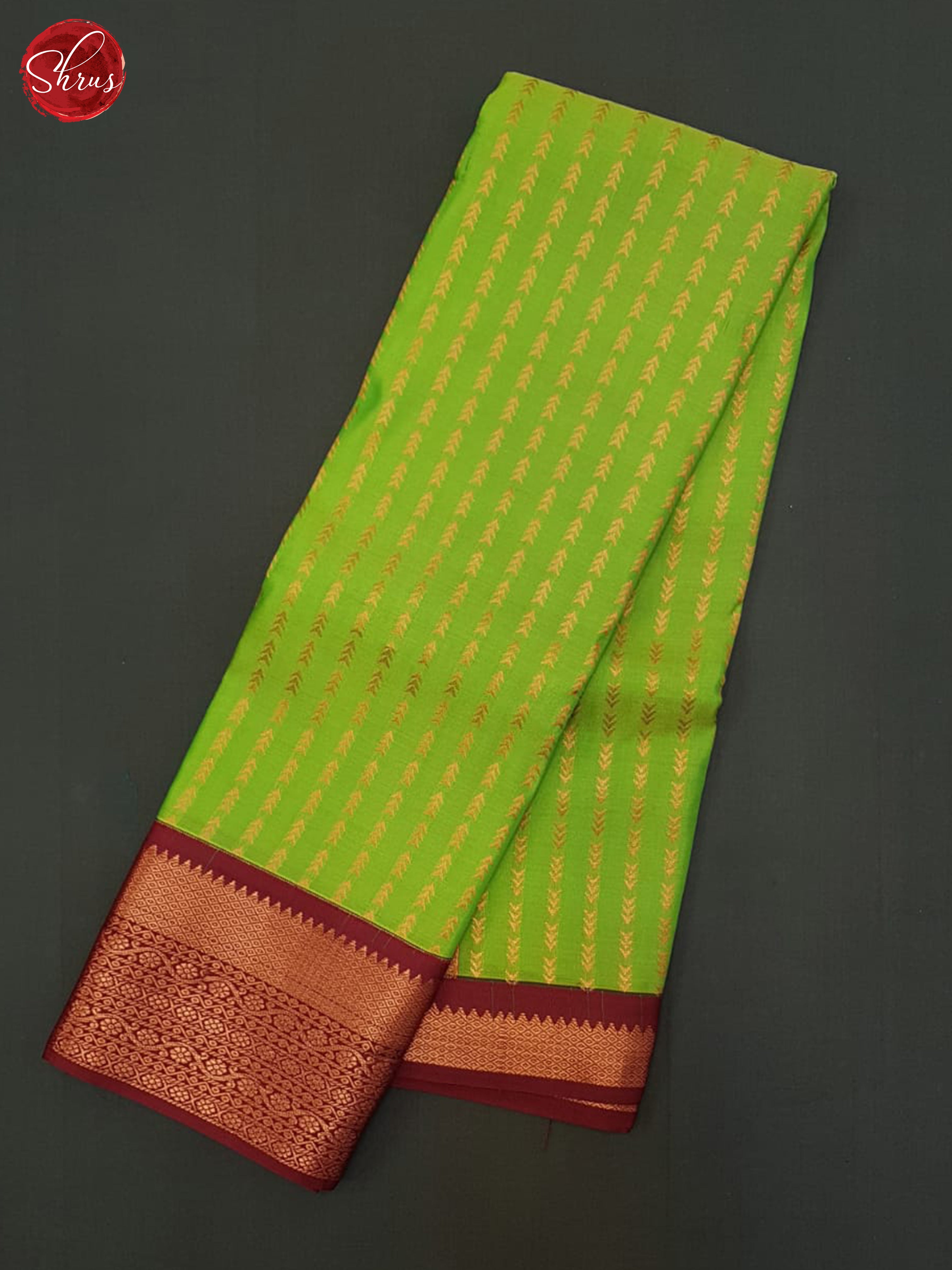 Green & Maroon - Semi Kanchipuram Saree - Shop on ShrusEternity.com