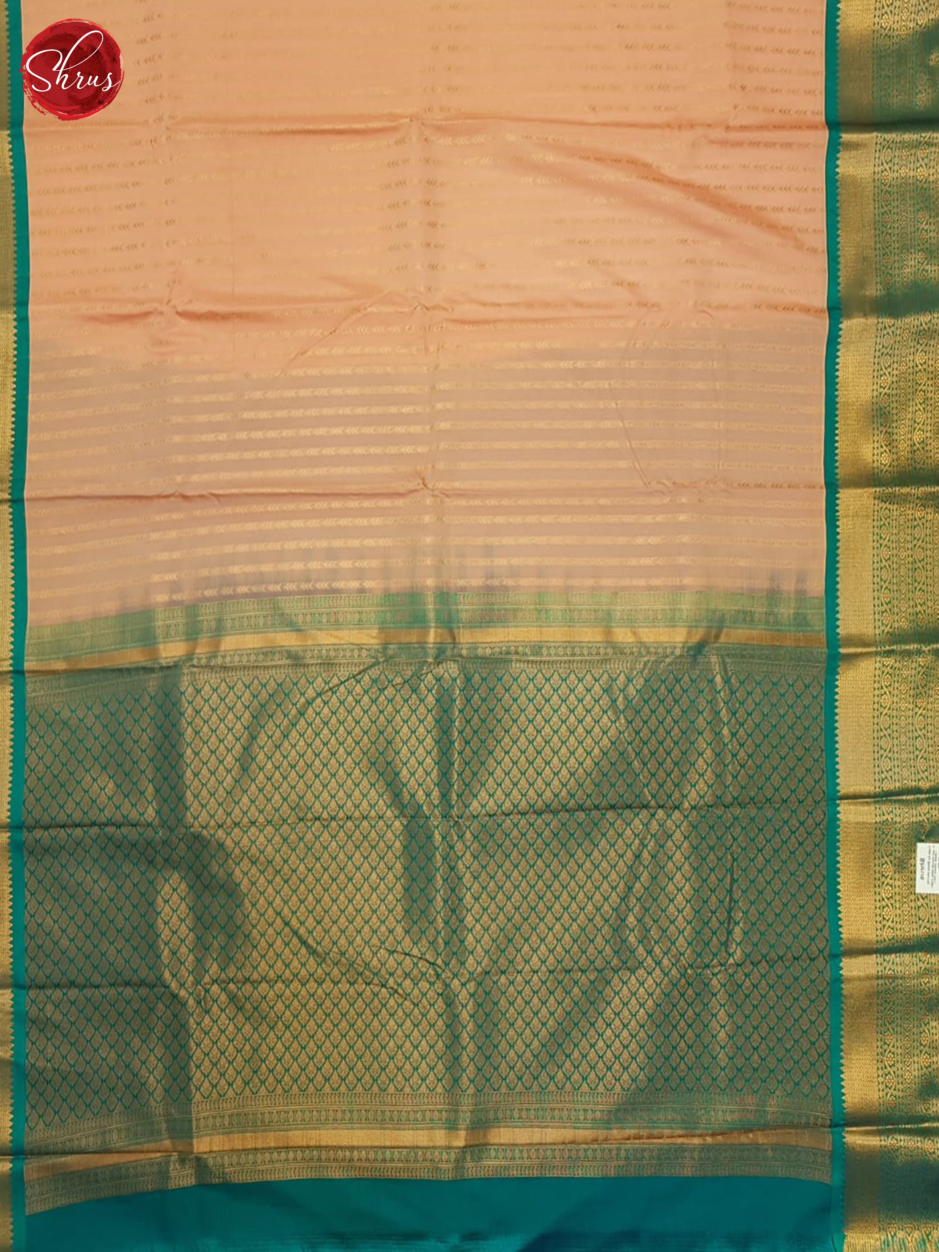 Peach & Green - Semi Kanchipuram Saree - Shop on ShrusEternity.com