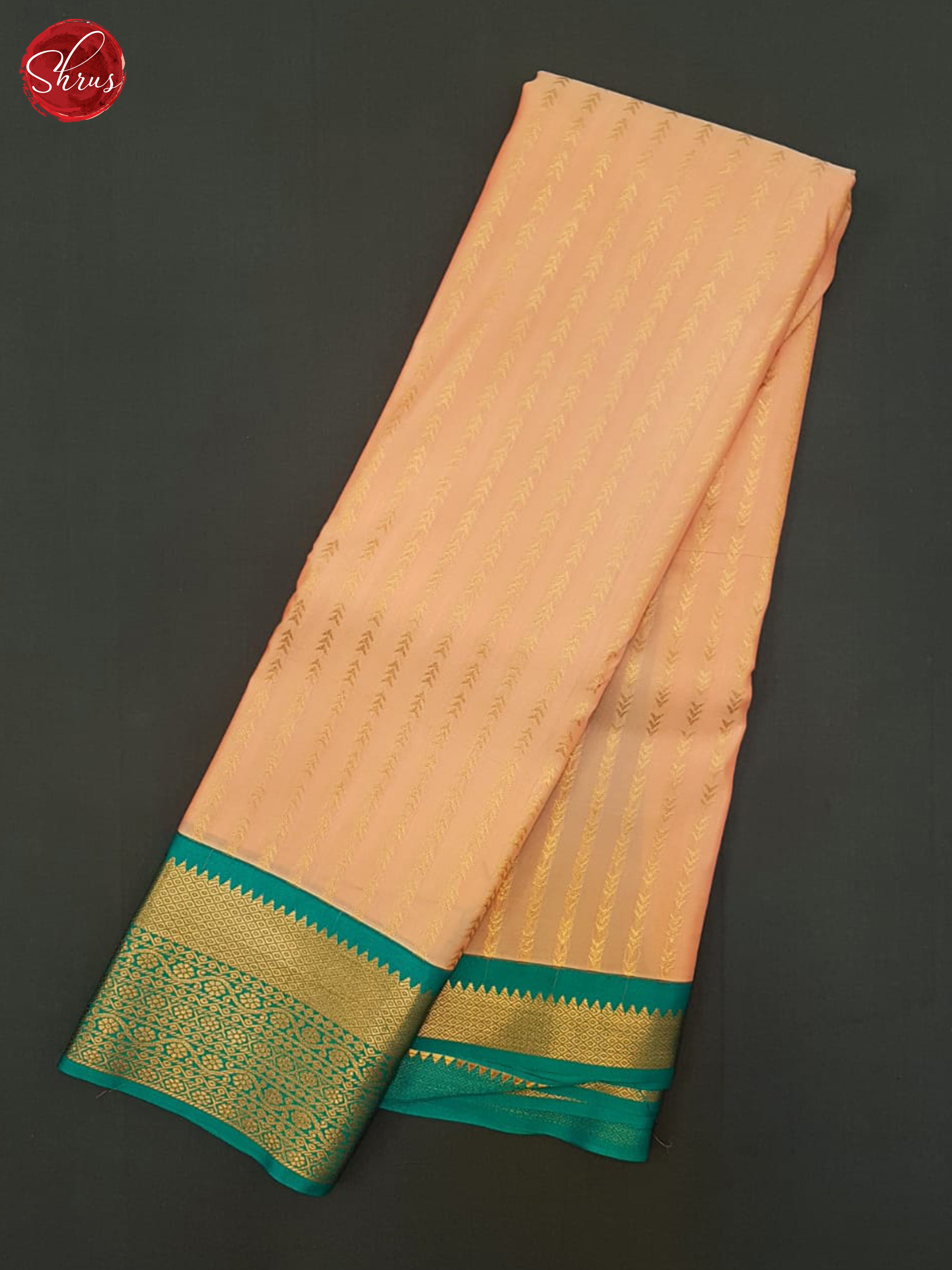 Peach & Green - Semi Kanchipuram Saree - Shop on ShrusEternity.com