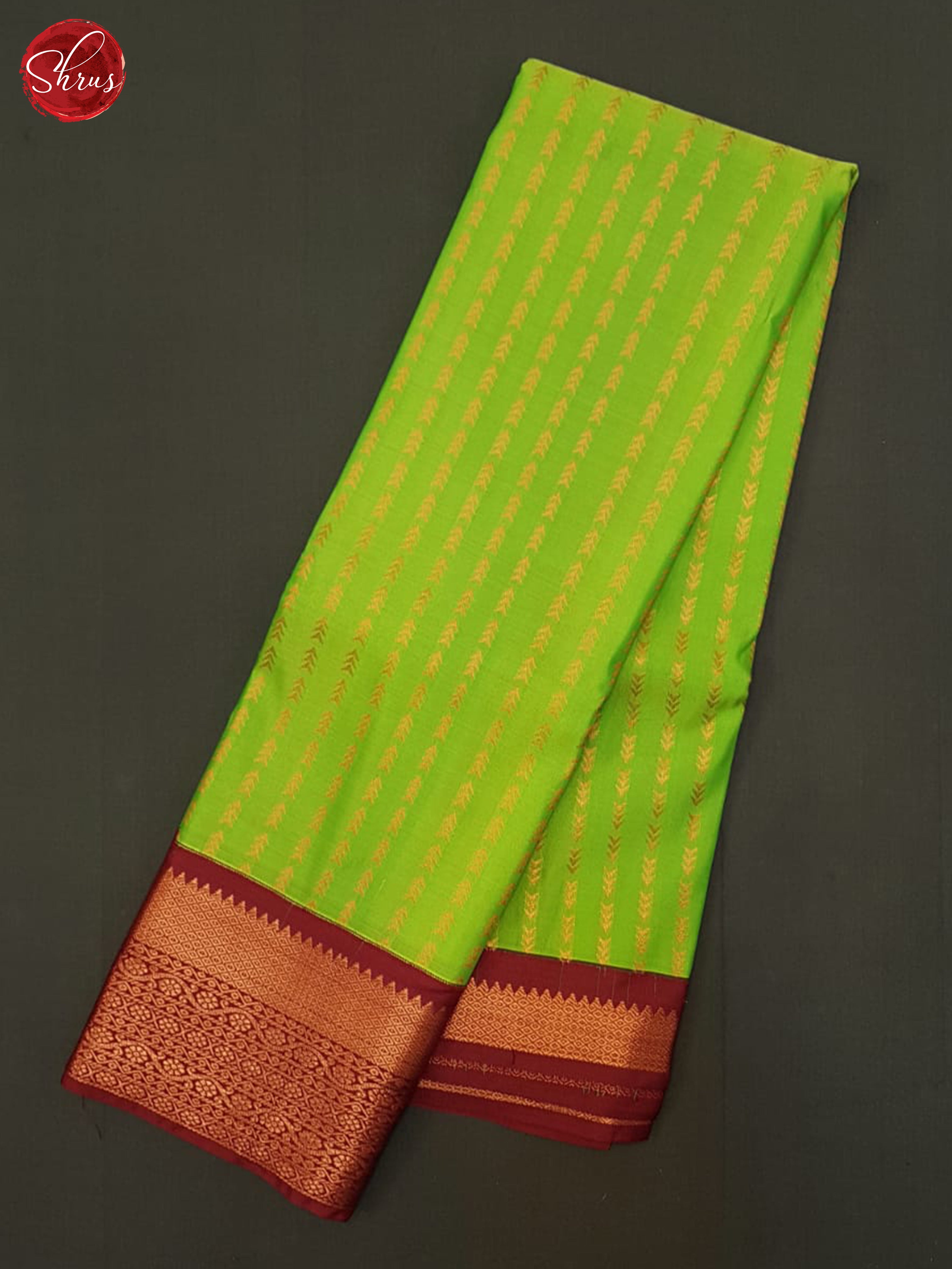 Green & Maroon - Semi Kanchipuram Saree - Shop on ShrusEternity.com