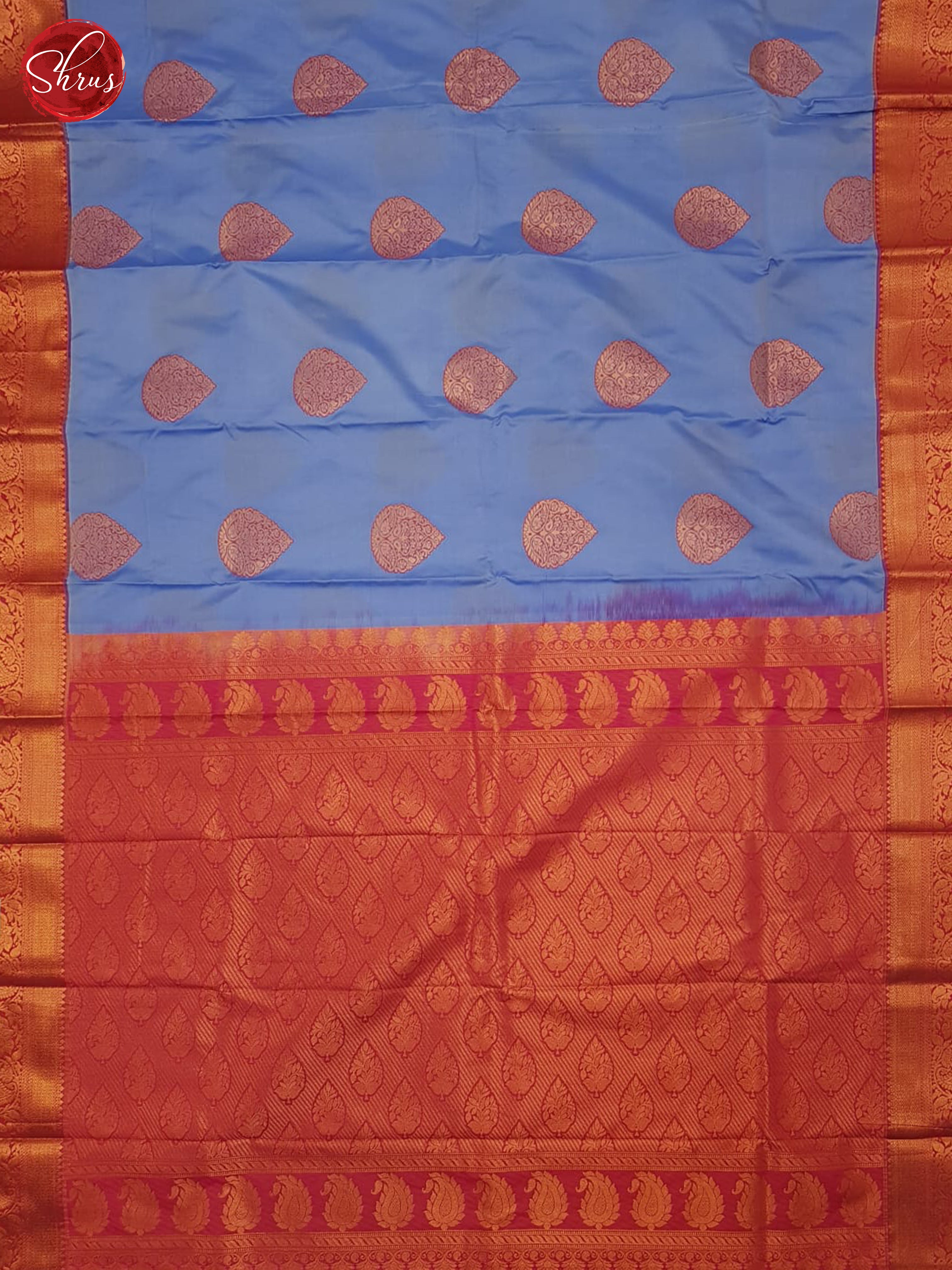 Blue & Pink  - Semi Kanchipuram Saree - Shop on ShrusEternity.com