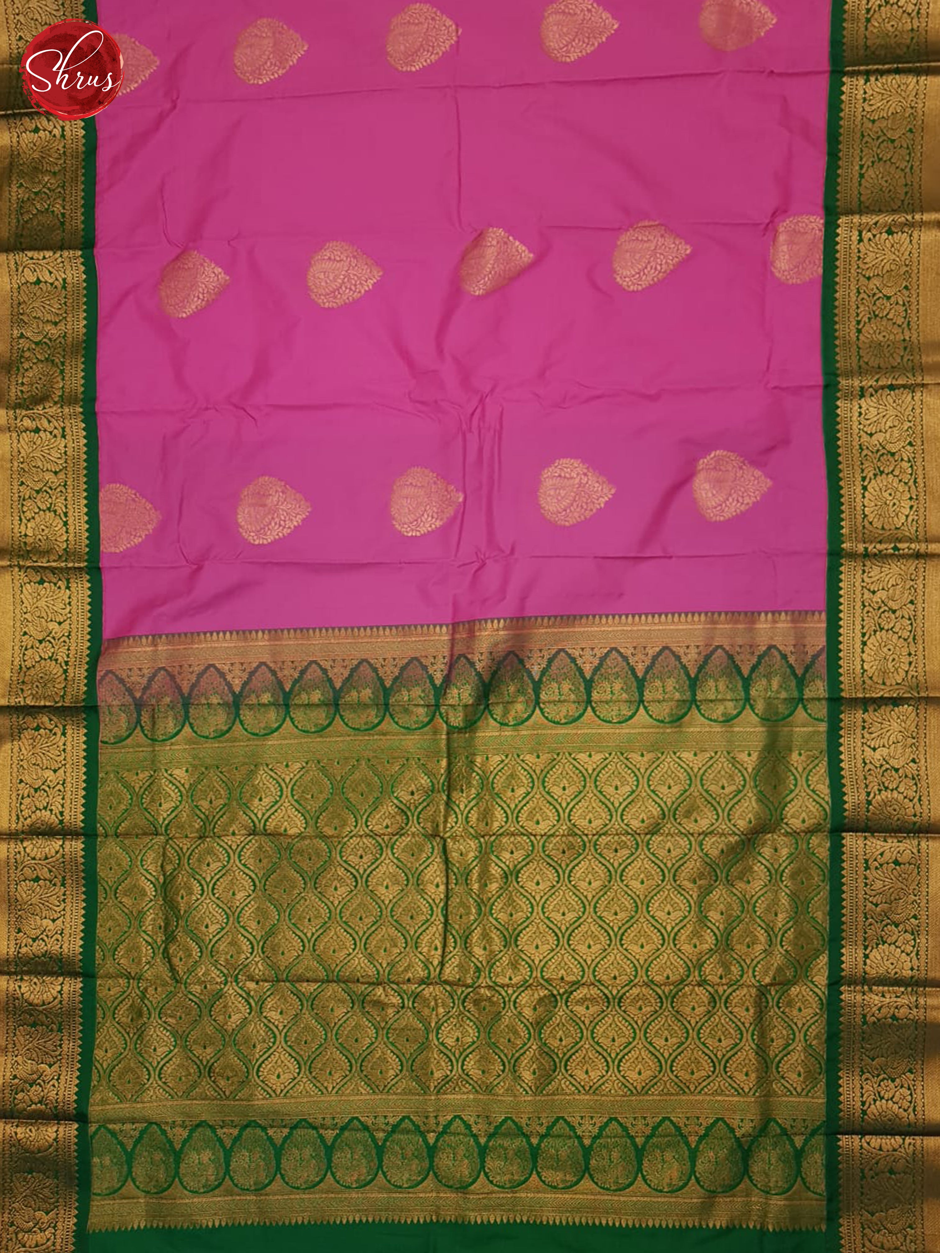 Pink & Green - Semi Kanchipuram Saree - Shop on ShrusEternity.com