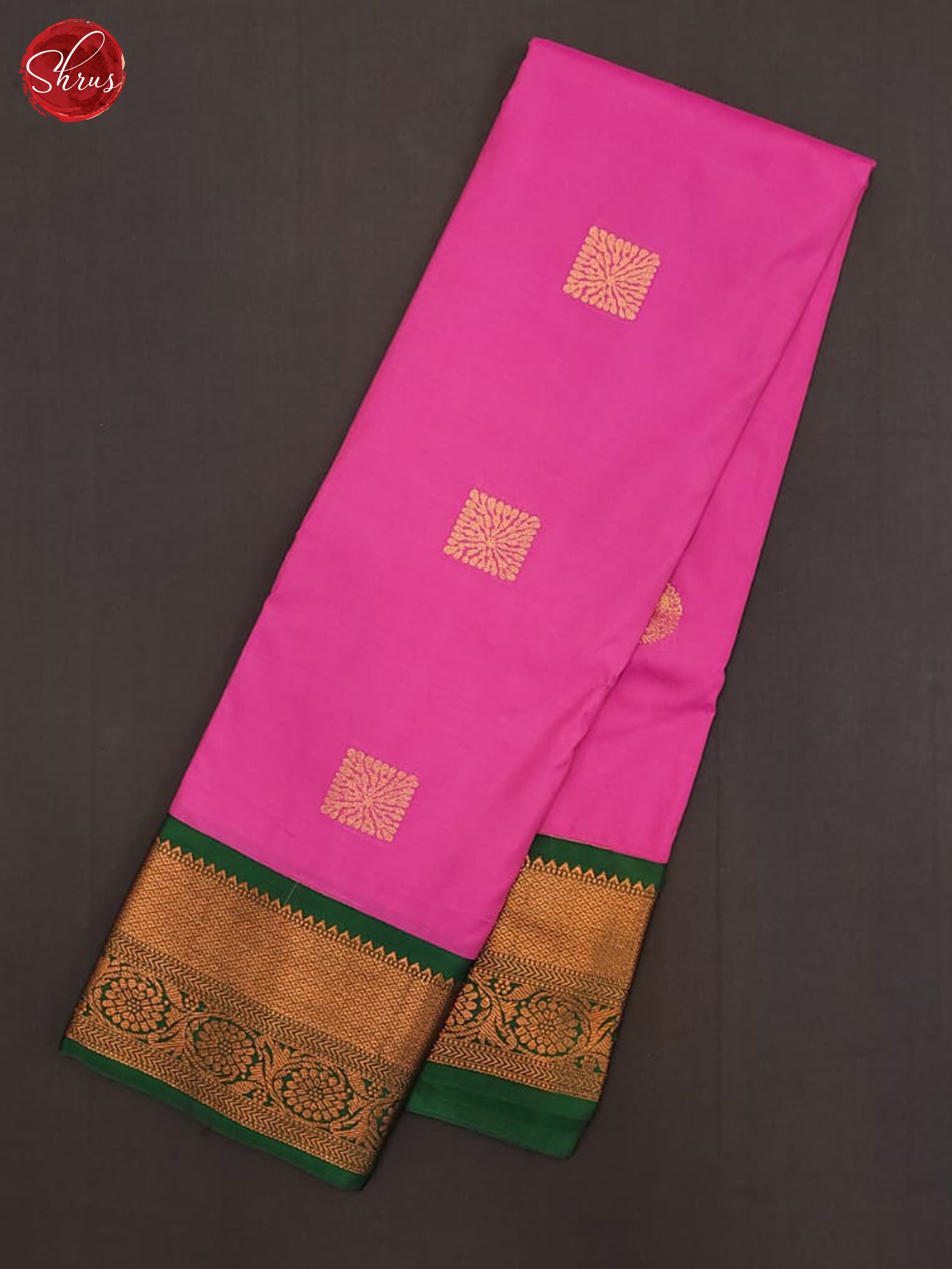 Pink & Green- Semi Kanchipuram Saree - Shop on ShrusEternity.com