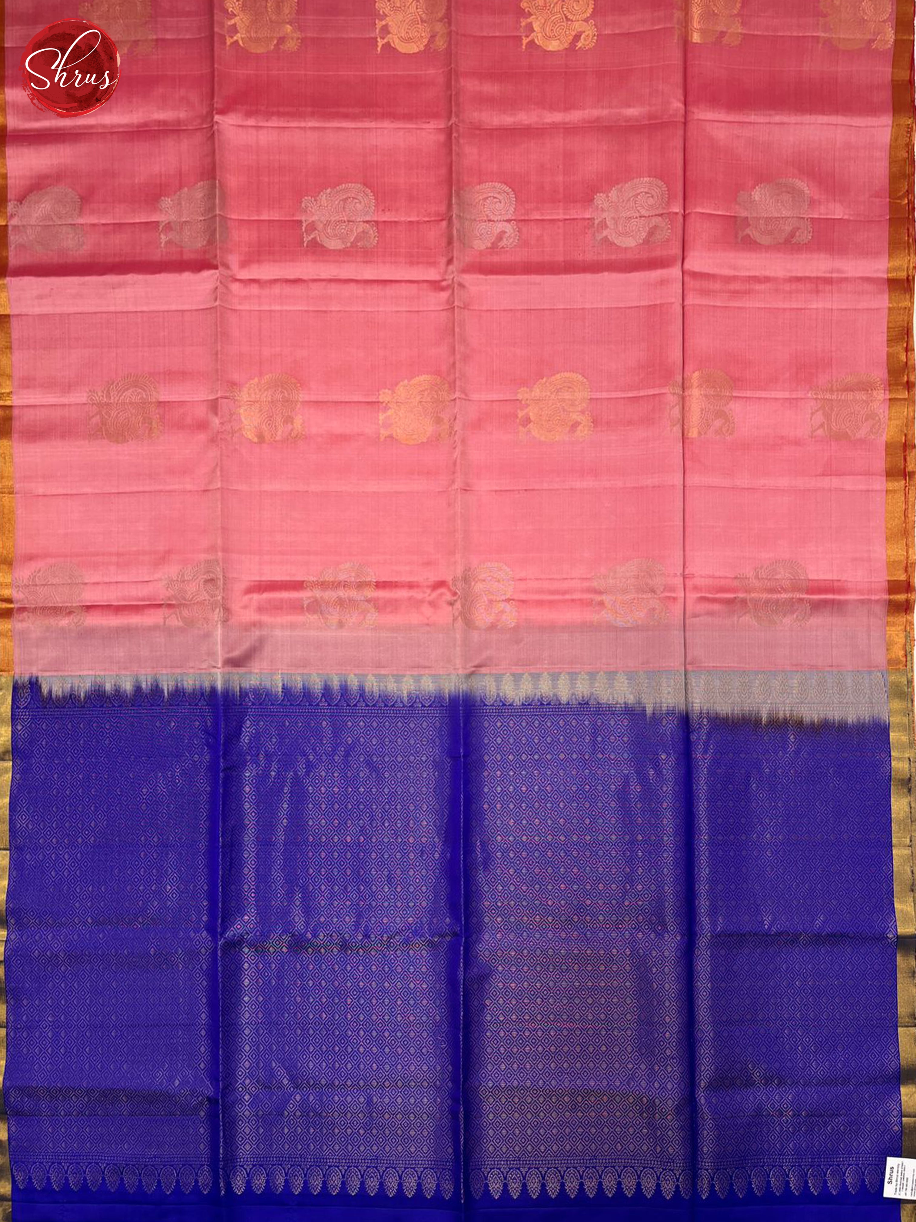 Baby Pink & Blue - Soft Silk Halfpure Saree - Shop on ShrusEternity.com