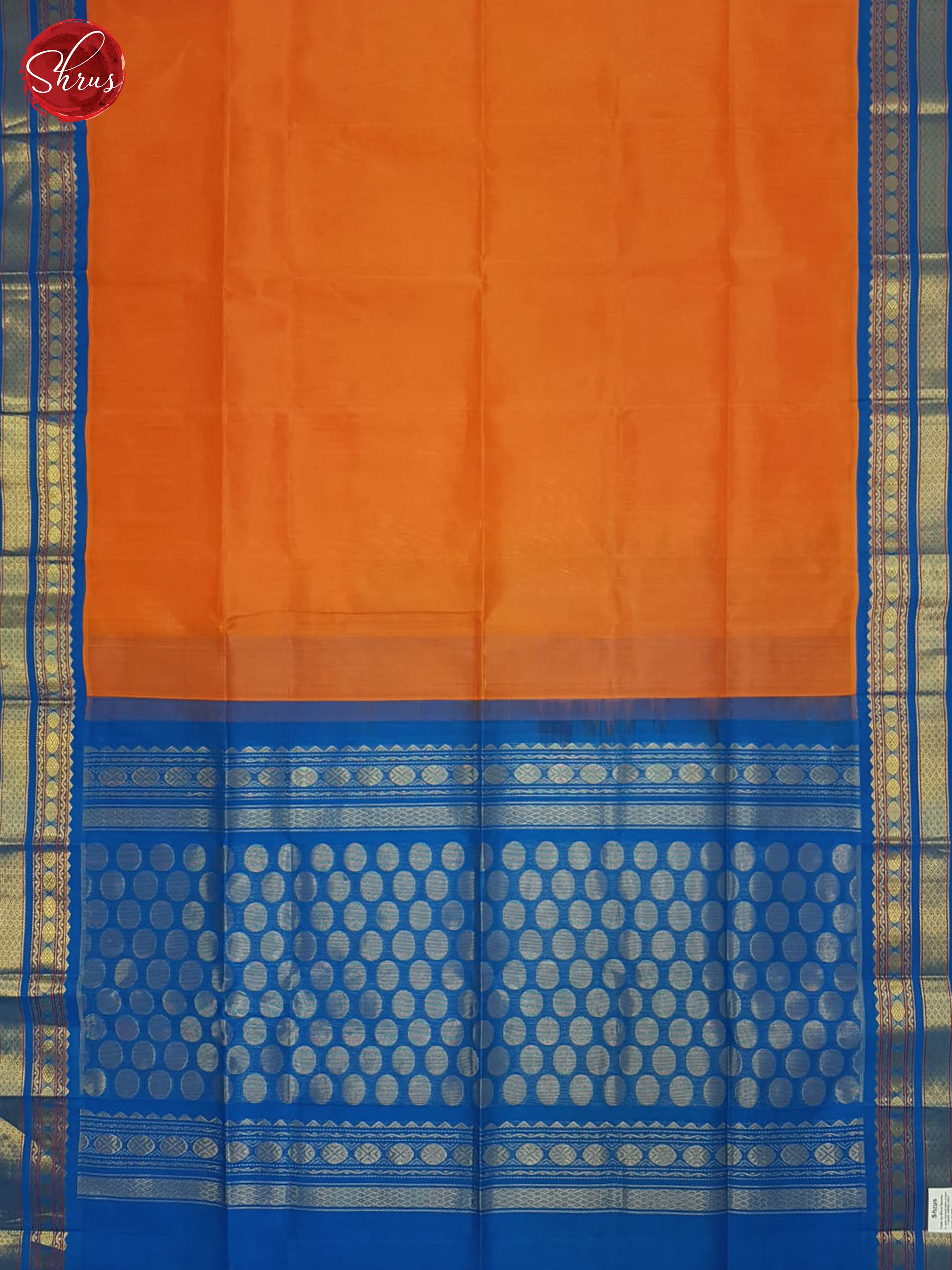 Orange & Blue - Silk Cotton Saree - Shop on ShrusEternity.com