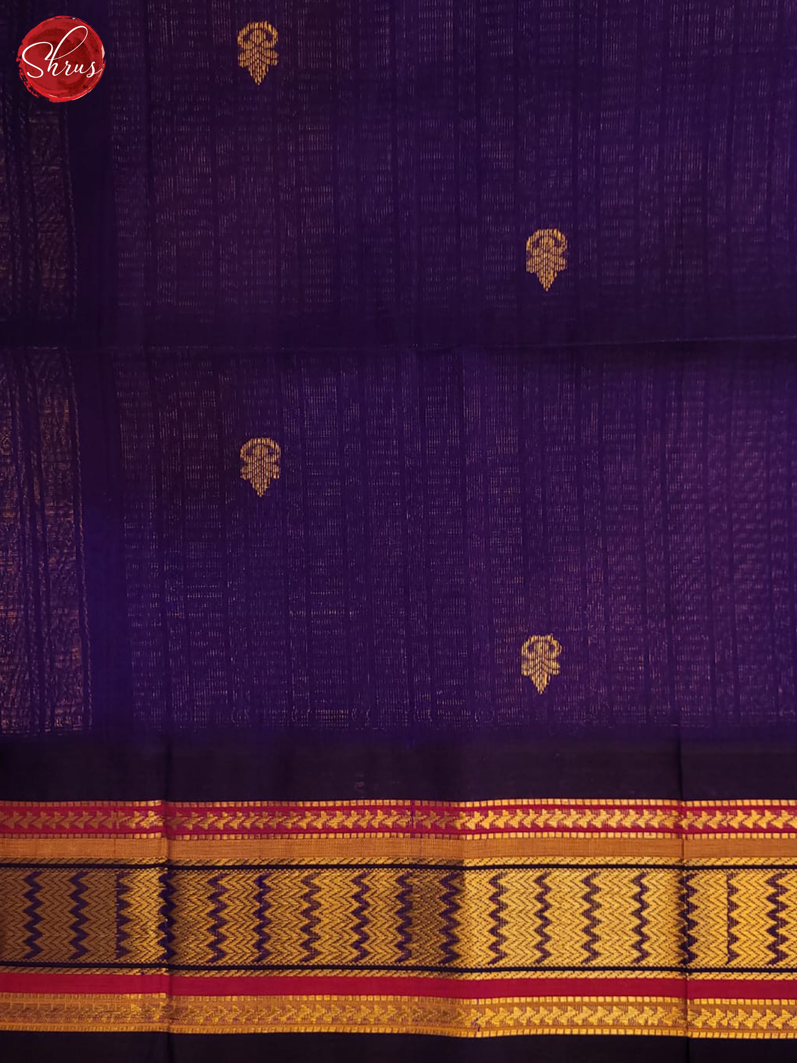 Blue & Violet - Silk Cotton Saree - Shop on ShrusEternity.com