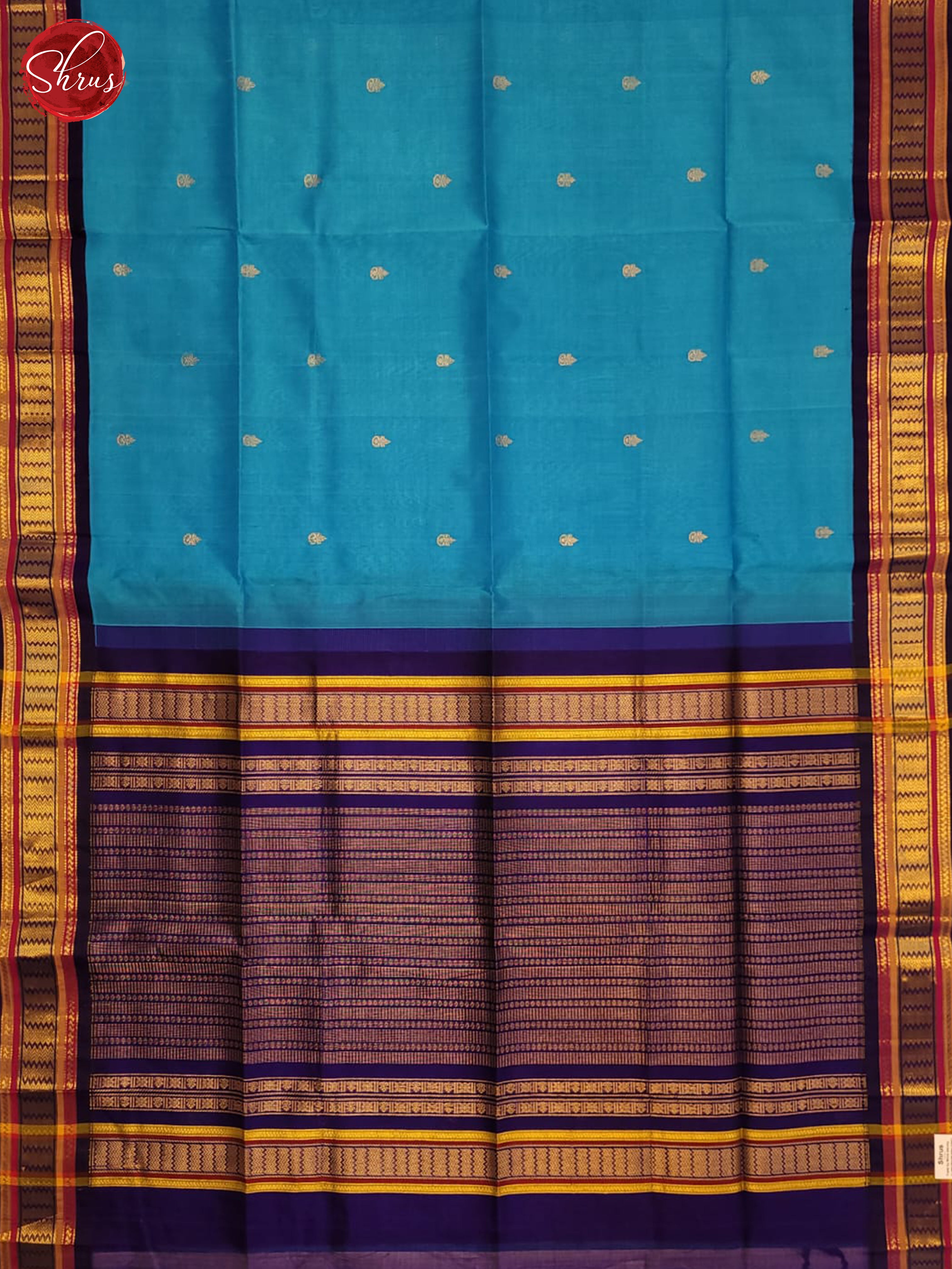 Blue & Violet - Silk Cotton Saree - Shop on ShrusEternity.com