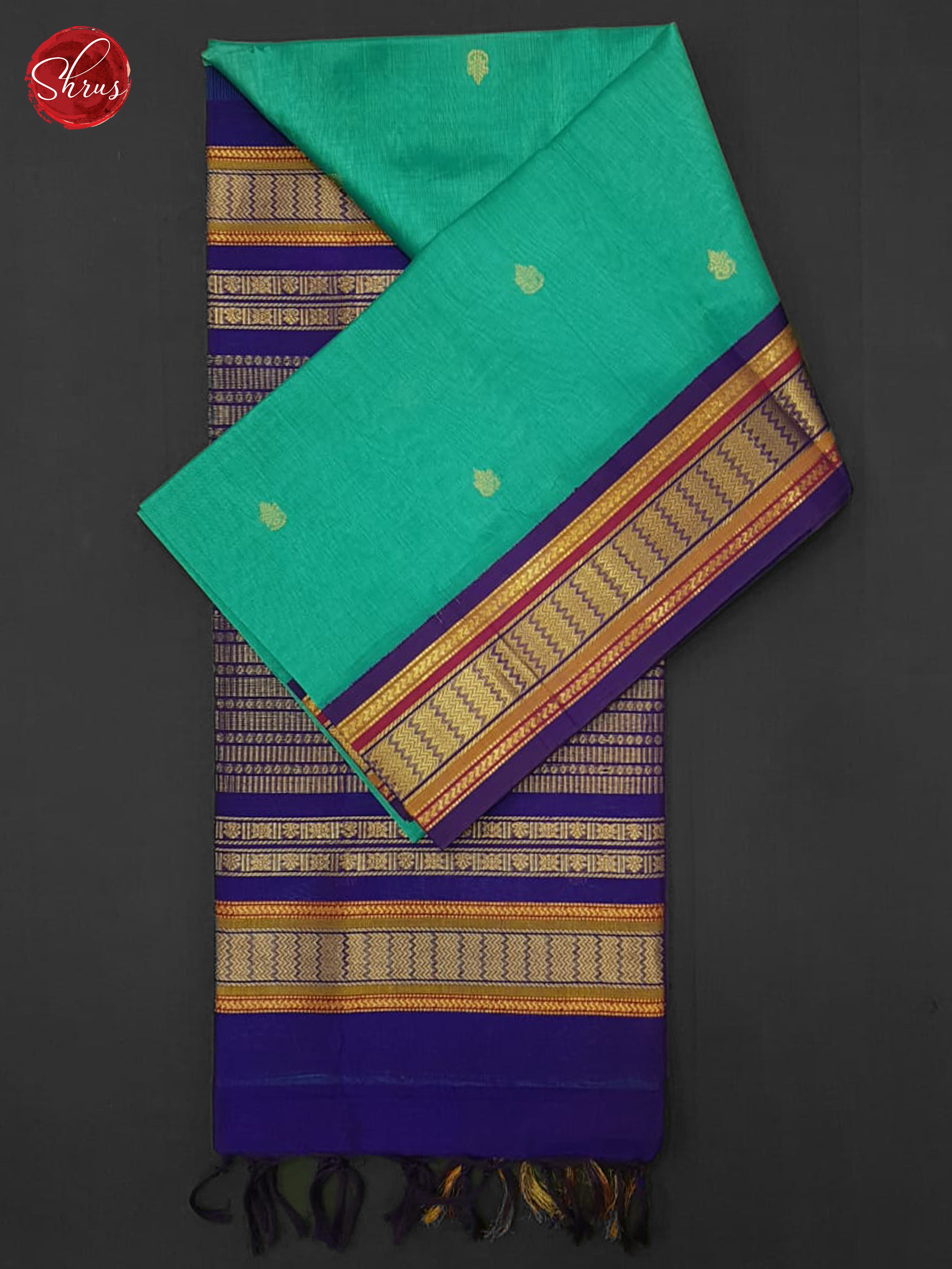 Blue And Purple- Silk Cotton Saree - Shop on ShrusEternity.com