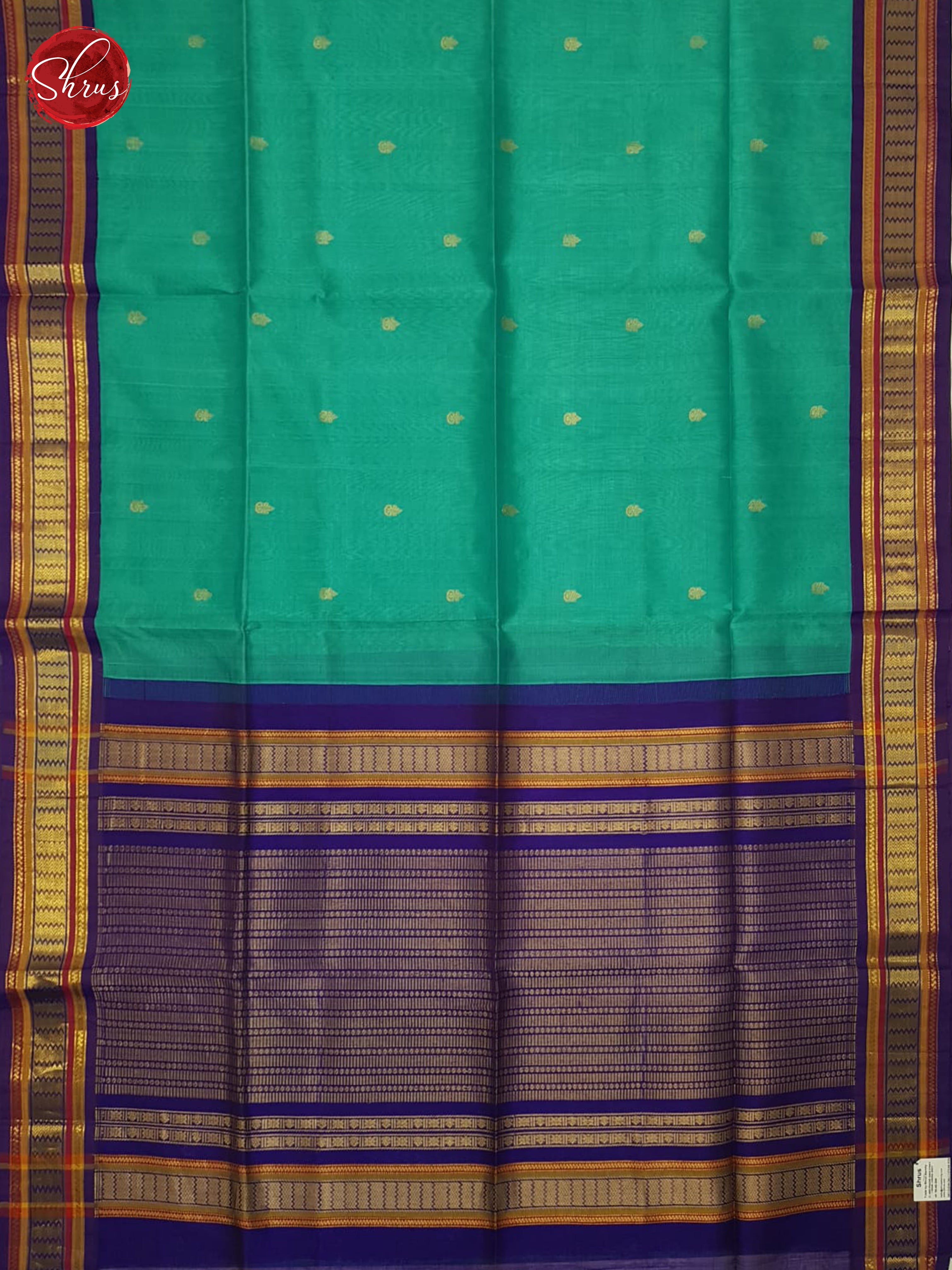 Blue And Purple- Silk Cotton Saree - Shop on ShrusEternity.com