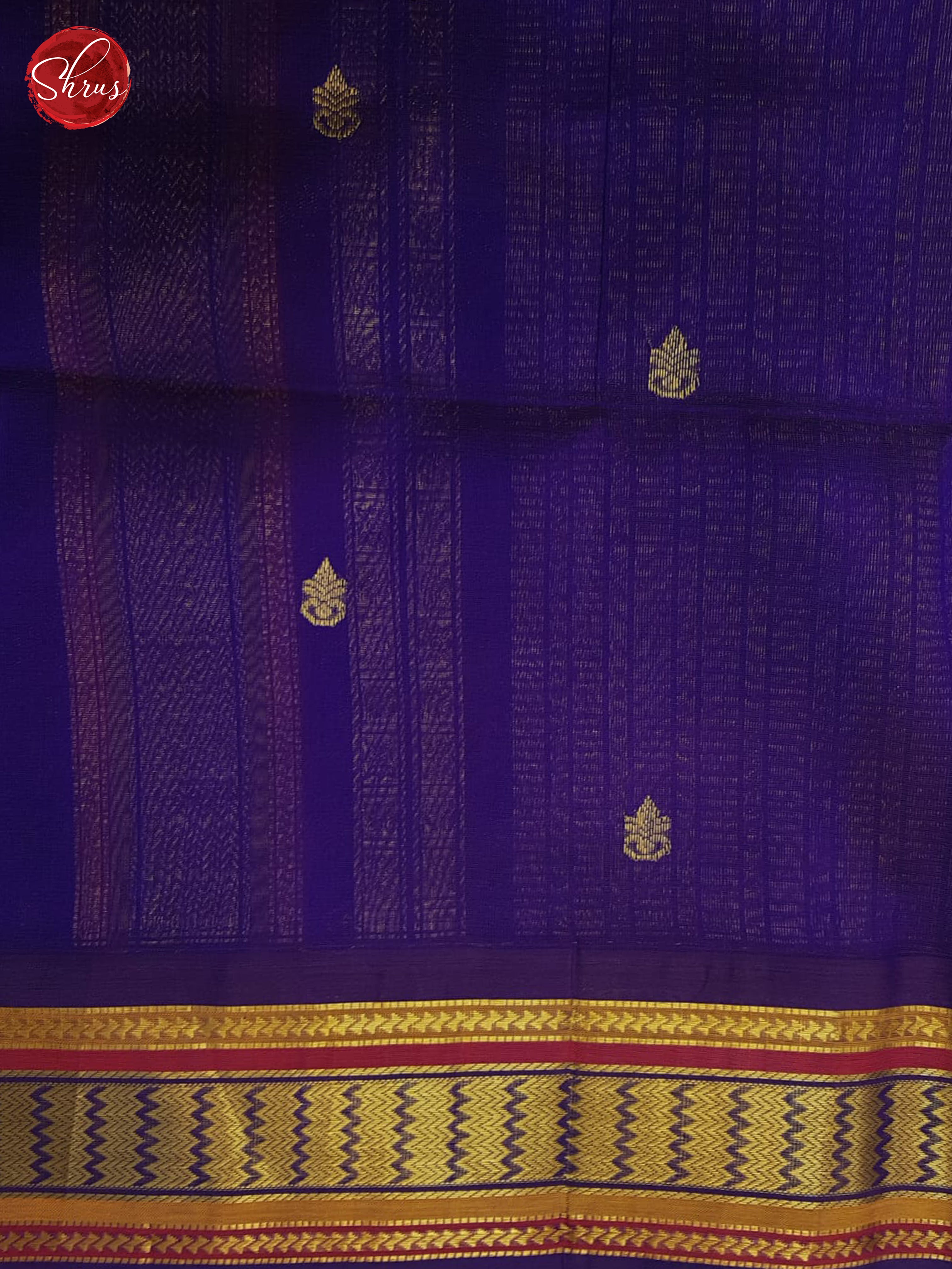 Blue And Purple- Silk Cotton Saree - Shop on ShrusEternity.com