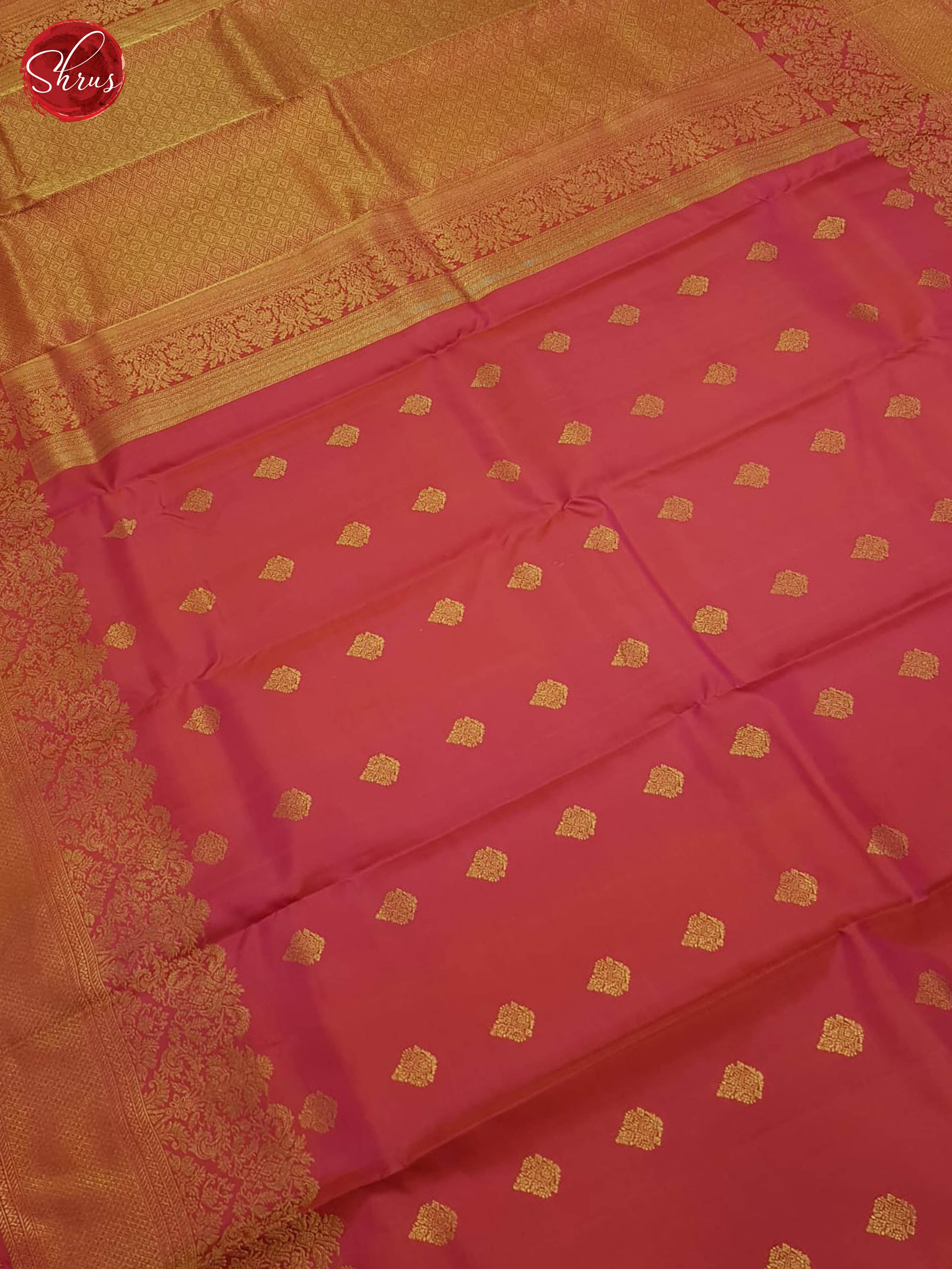 Orangish Pink(Single tone)- Kanchipuram Silk saree - Shop on ShrusEternity.com