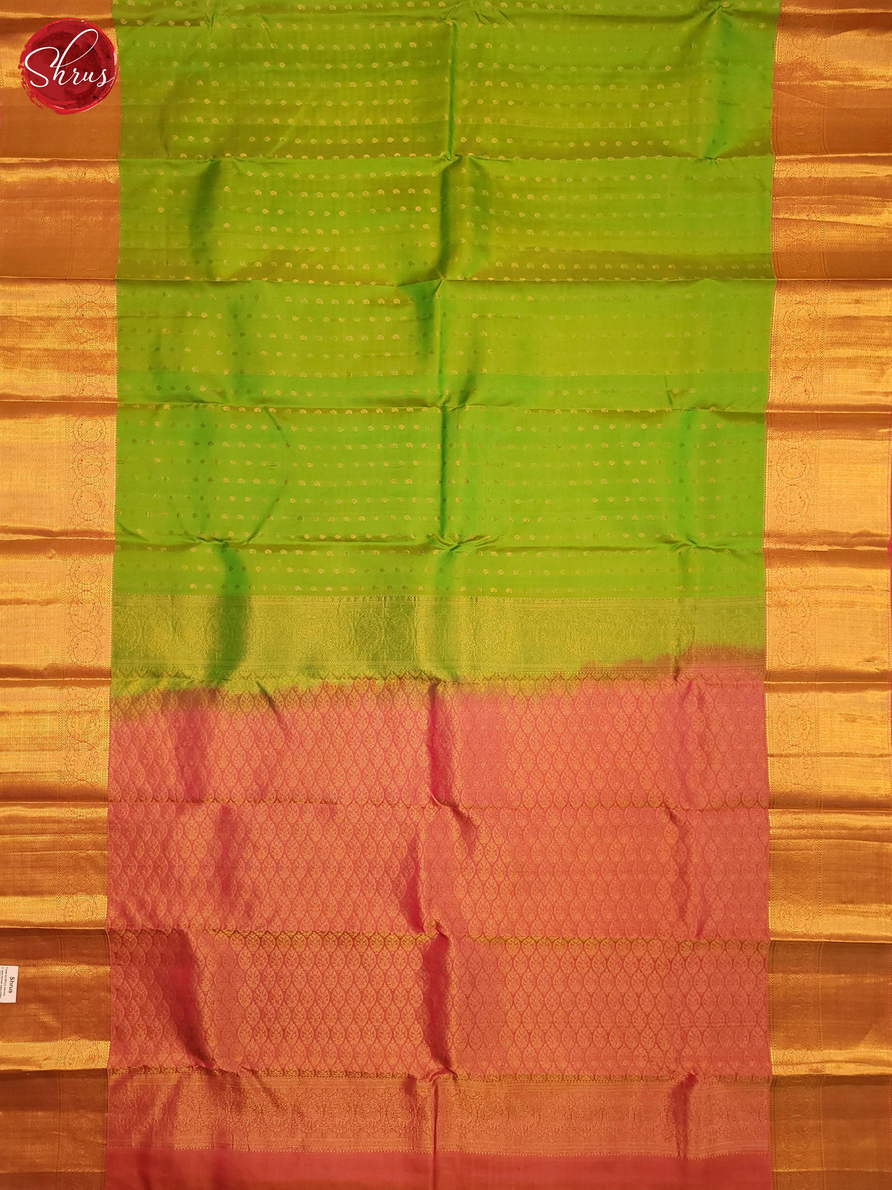 Green and pink-Kanchipuram Silk saree - Shop on ShrusEternity.com