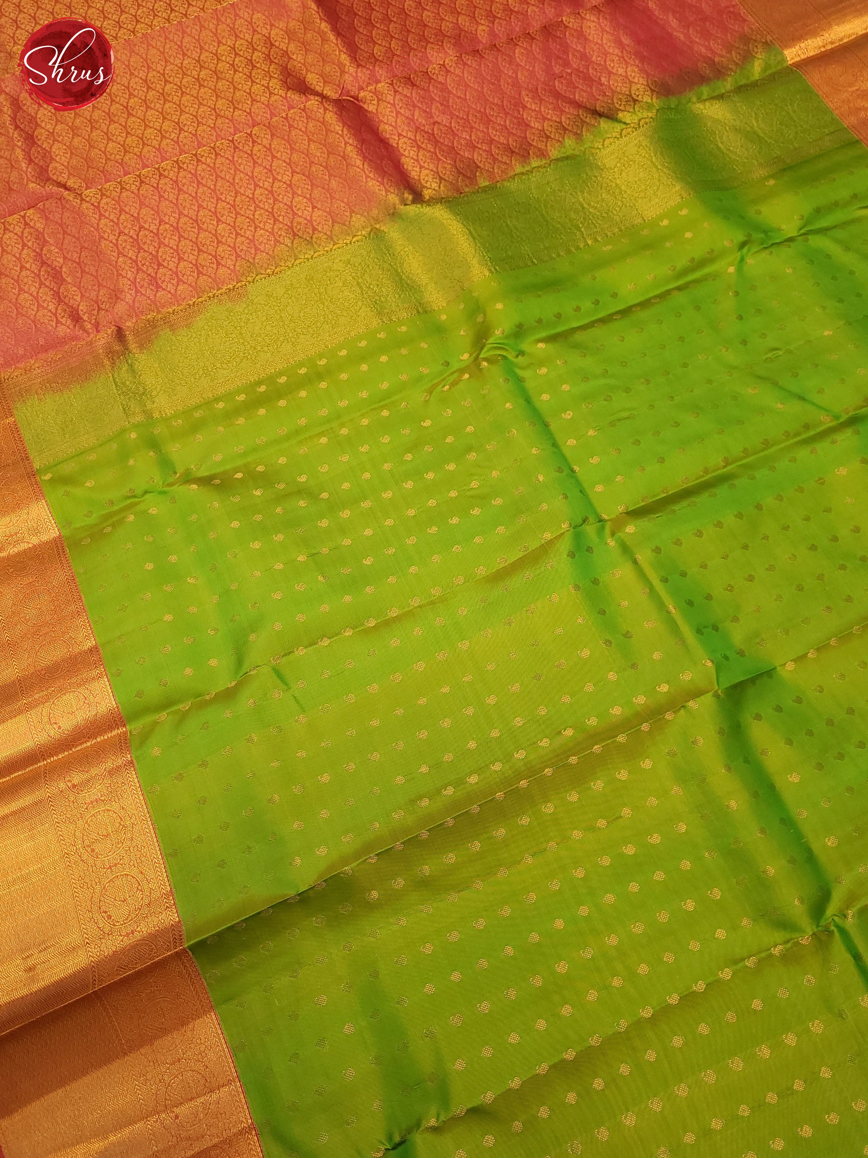 Green and pink-Kanchipuram Silk saree - Shop on ShrusEternity.com