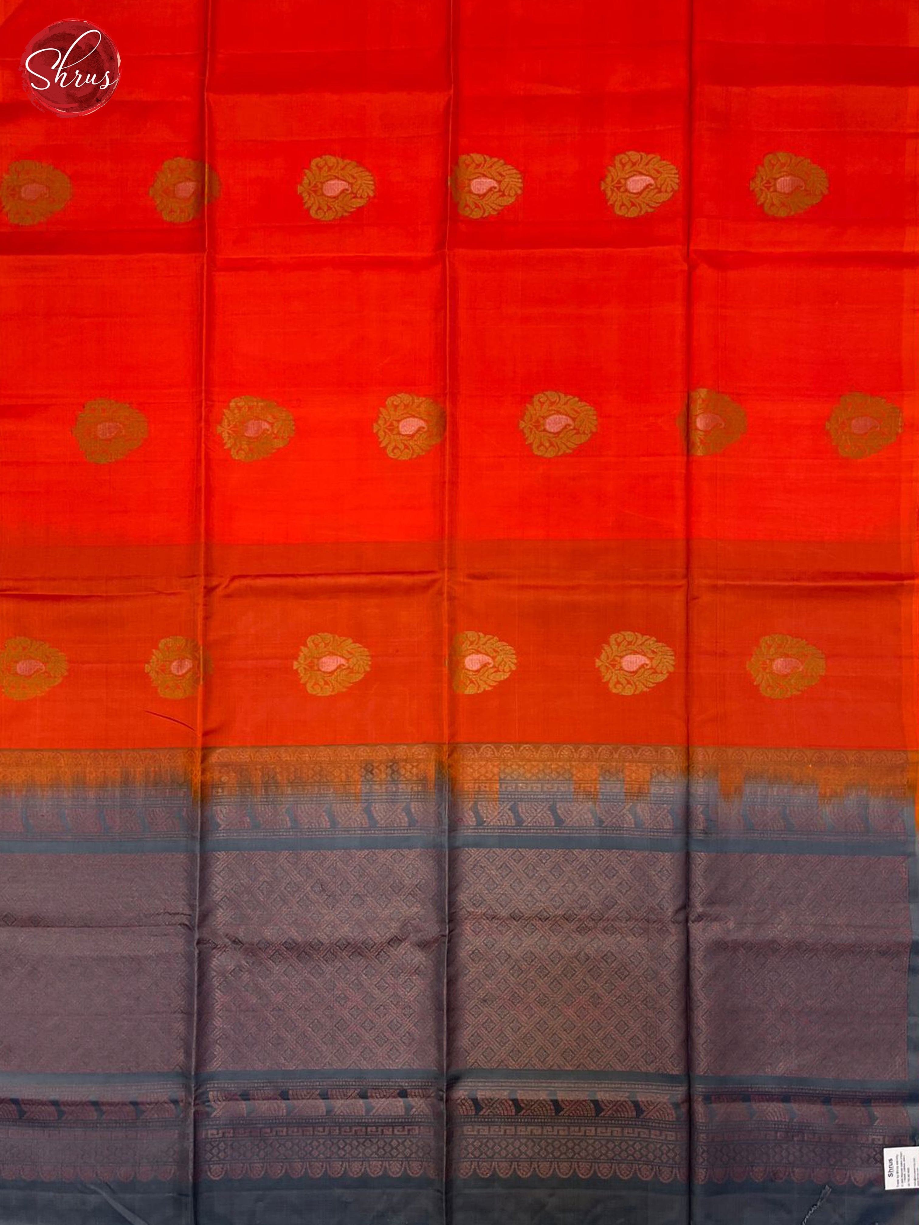 Orange & Grey - Soft Silk Halfpure Saree - Shop on ShrusEternity.com