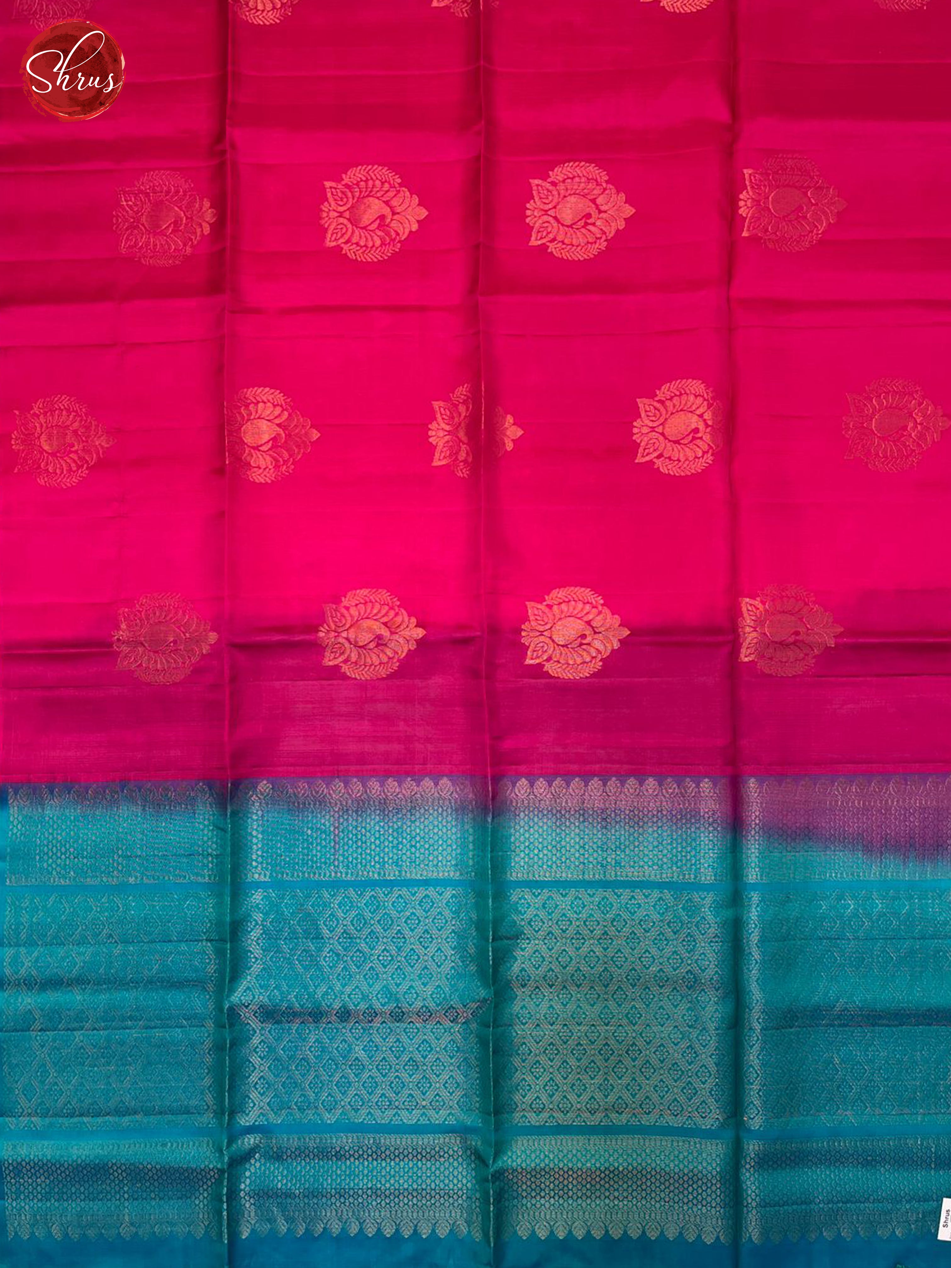 Pink & Blue  - Soft Silk Halfpure Saree - Shop on ShrusEternity.com