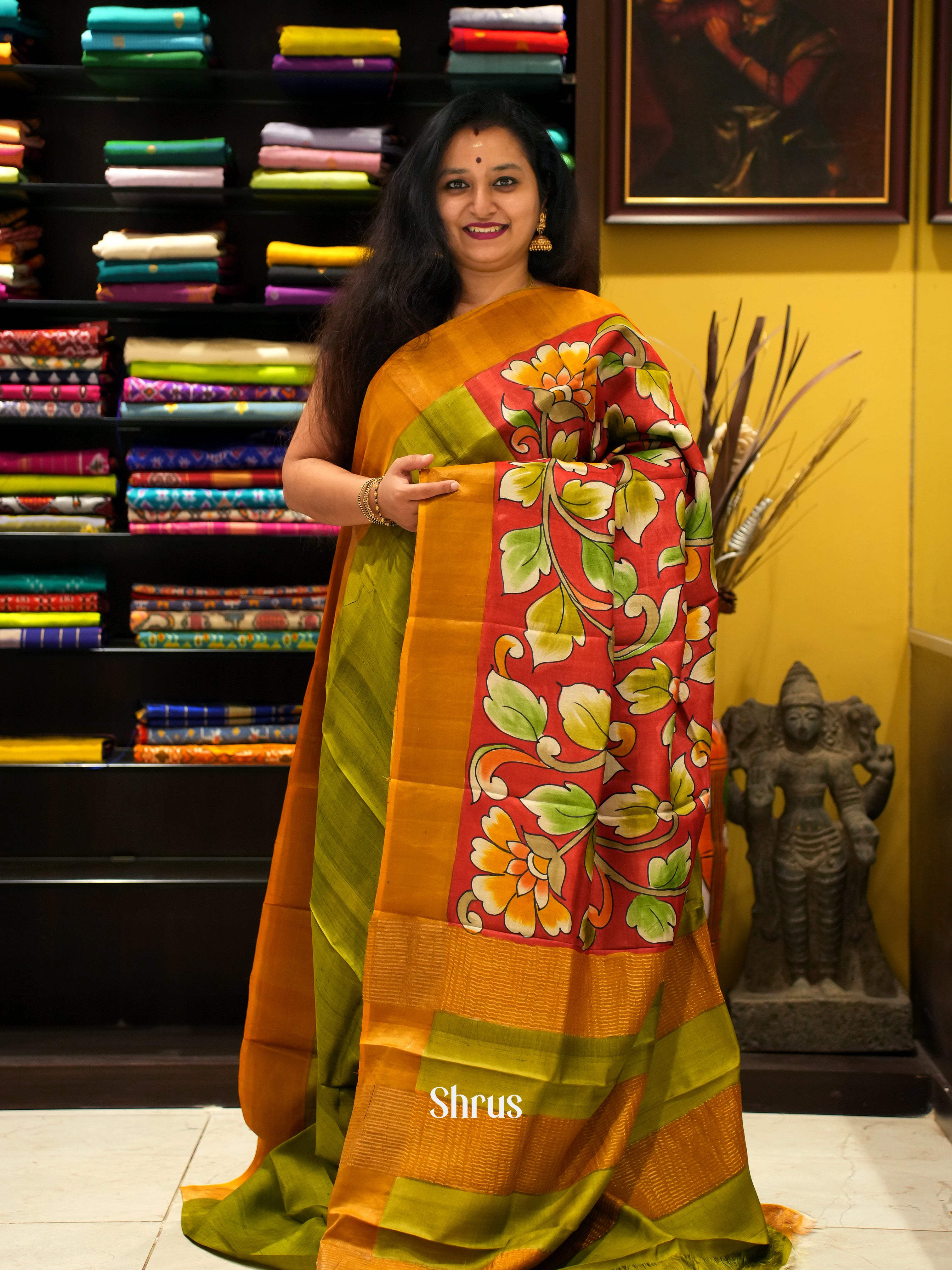 Red & Green - Tussar Saree