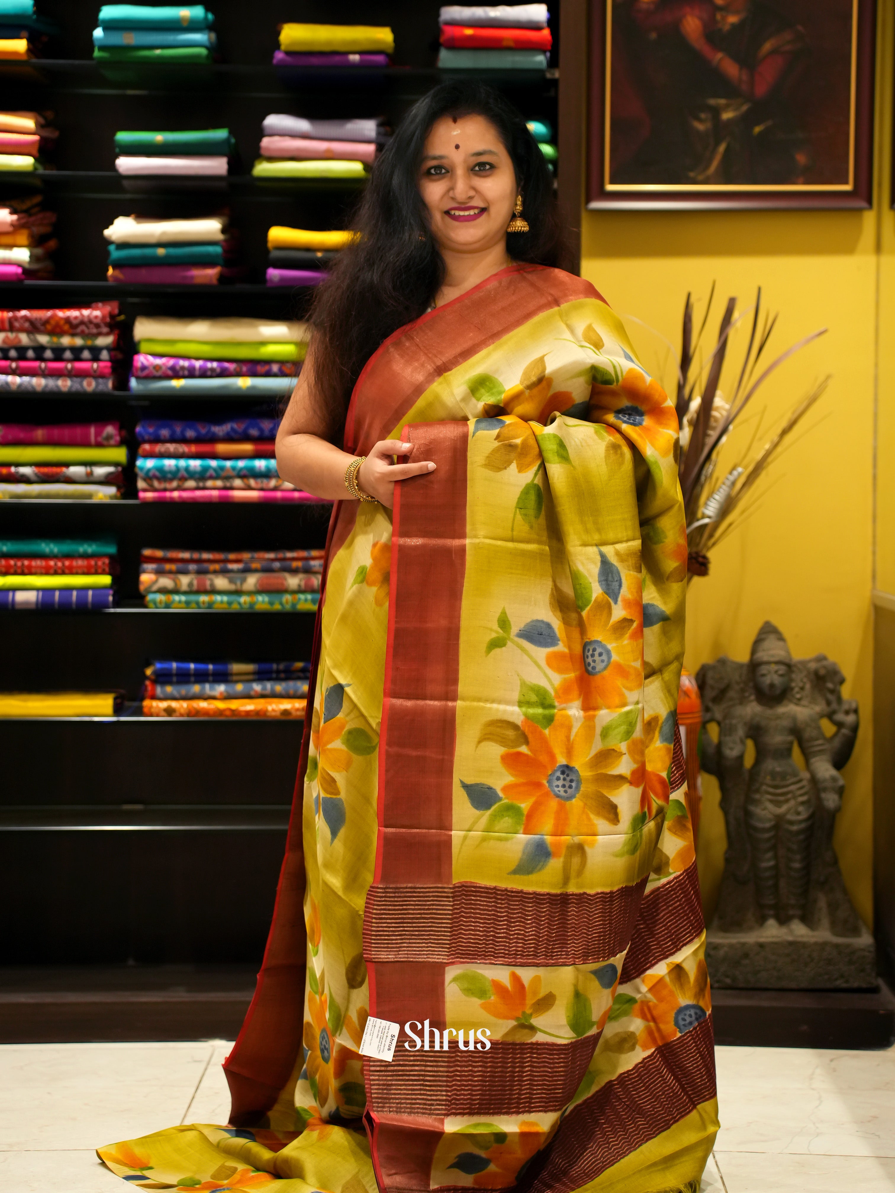 Green & Pink - Tussar Saree